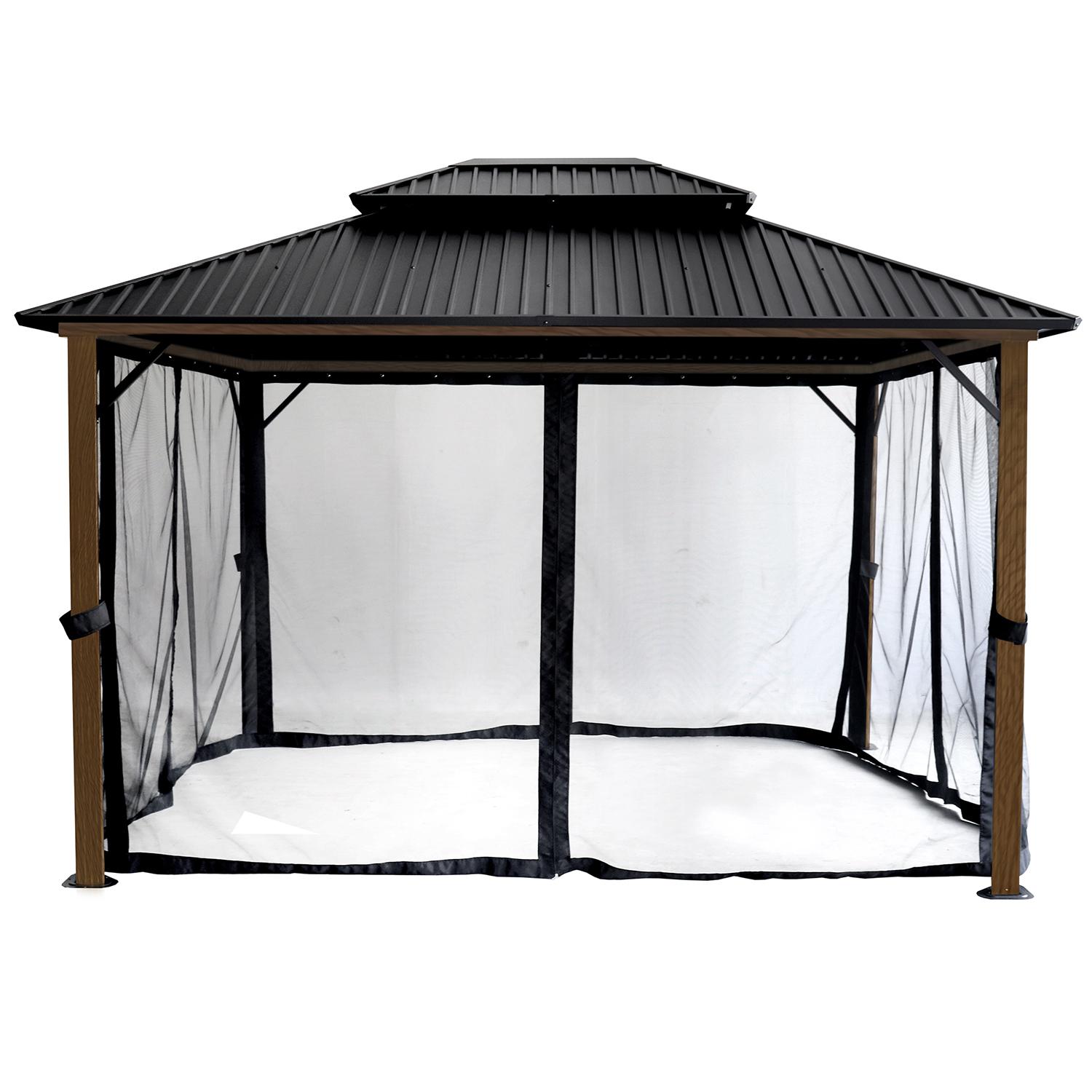 Hard Top Gazebo with Wood Finish 10' x 12'