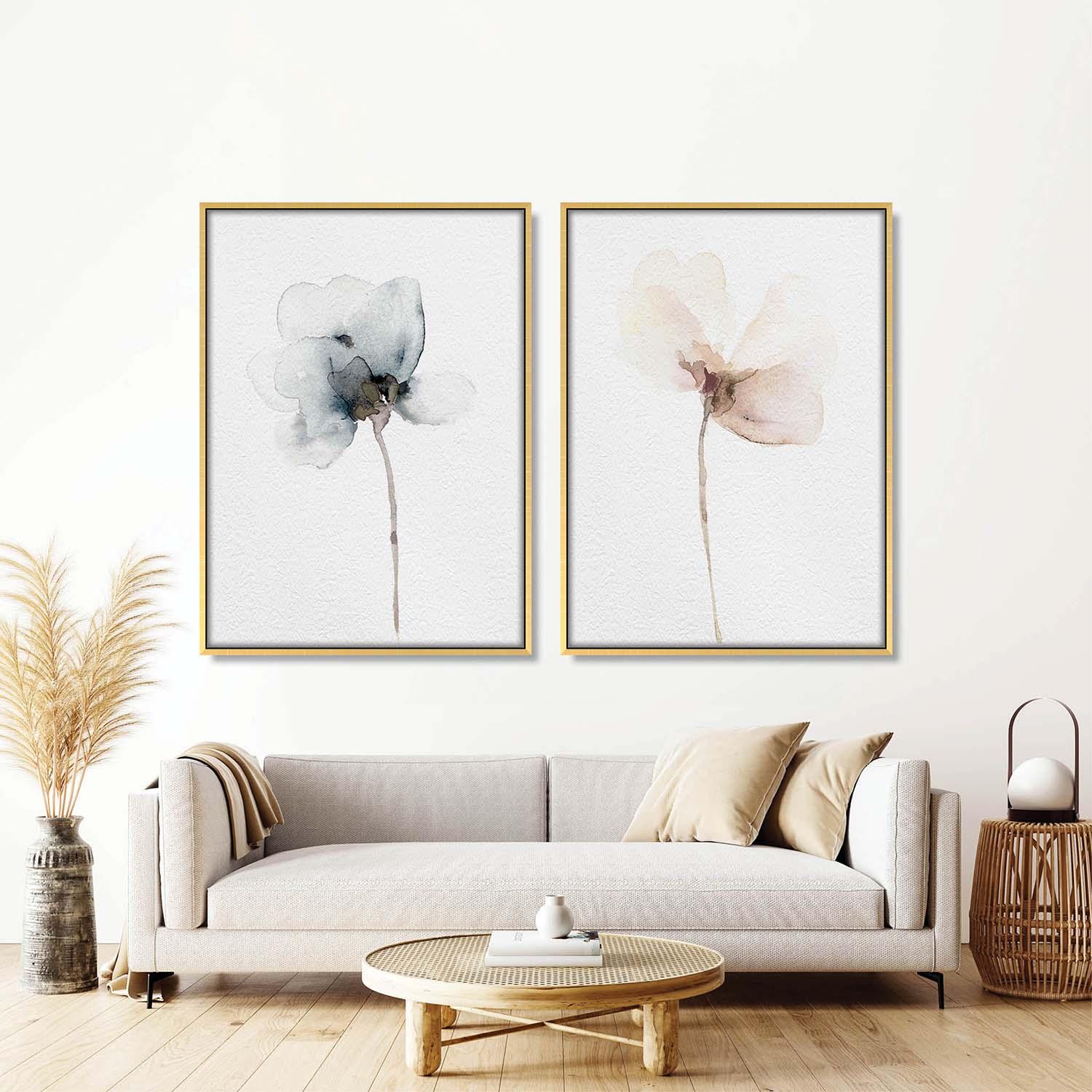 Art Floral Papier de Riz avec Cadres Dorés