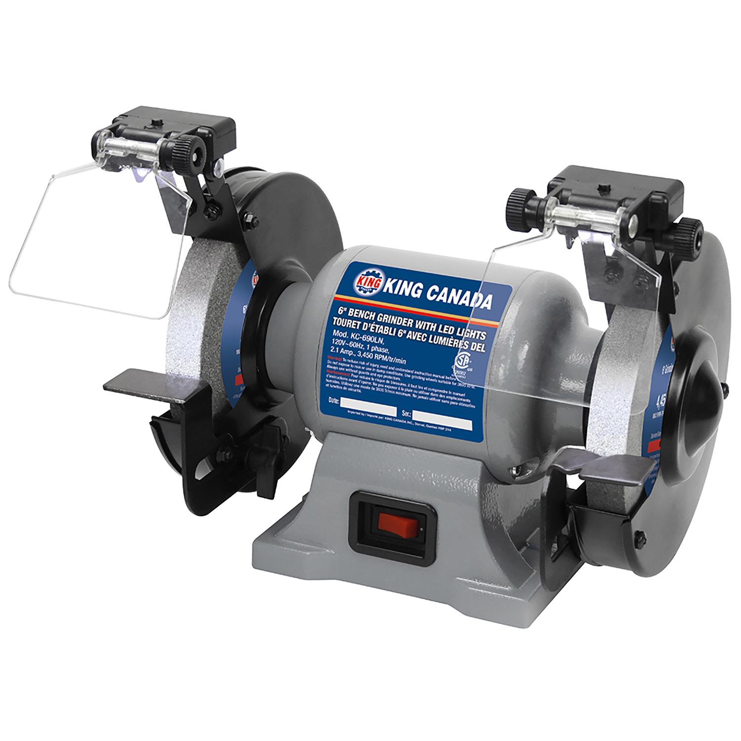 King 6" Bench Grinder with LED Lights