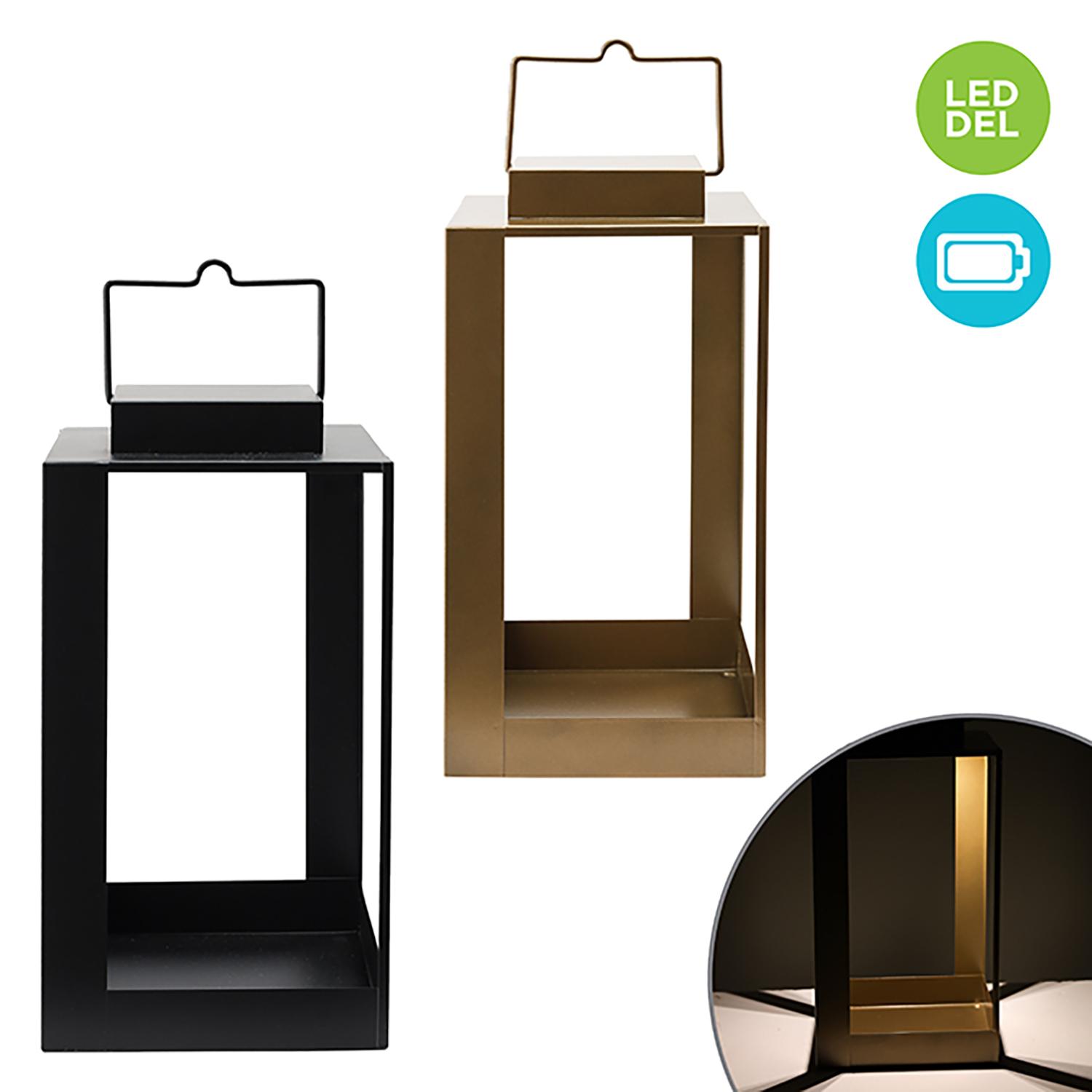 Lanterne métal avec LED à piles-2 assorties