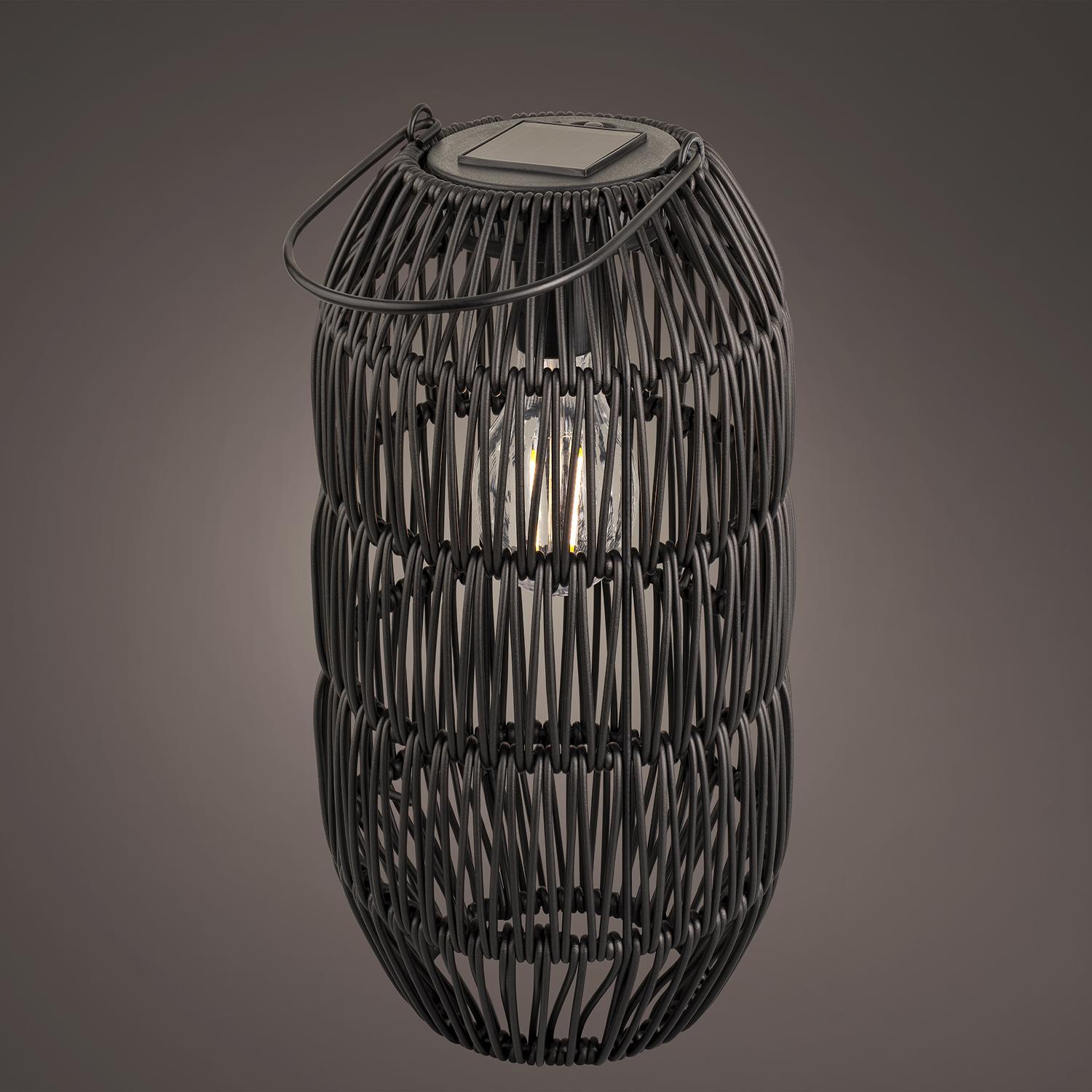 Lanterne Poly Rotin Noire 9,5"
