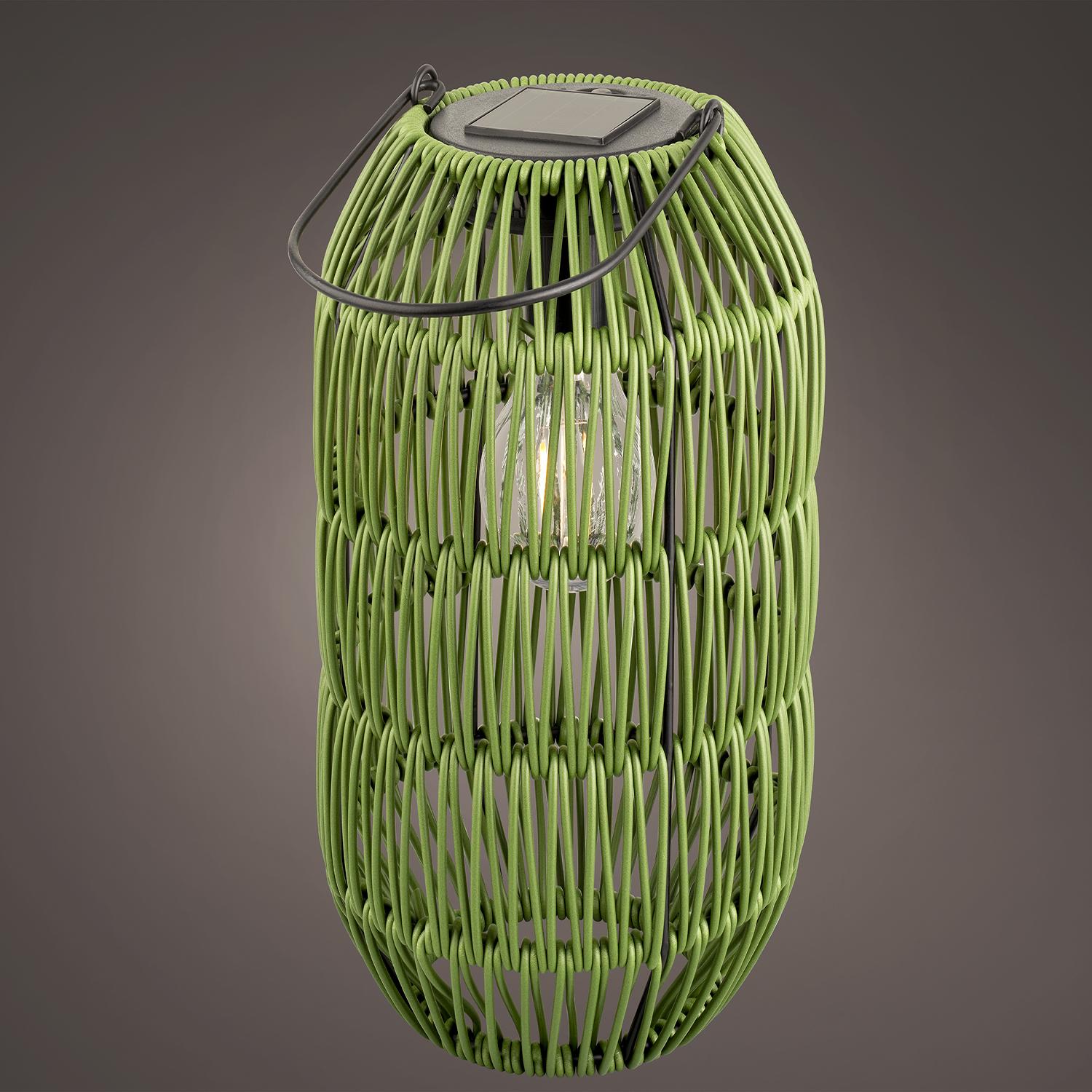 Lanterne en rotin poly vert avec ampoule solaire 9.5"