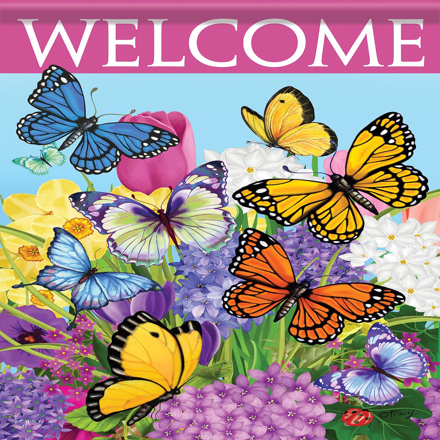 Drapeau Jardin Printemps Papillons
