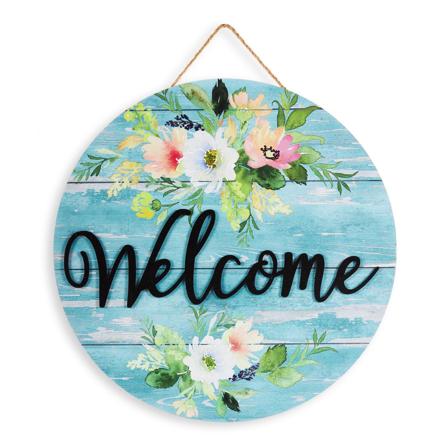 Round Front Door Welcome Sign