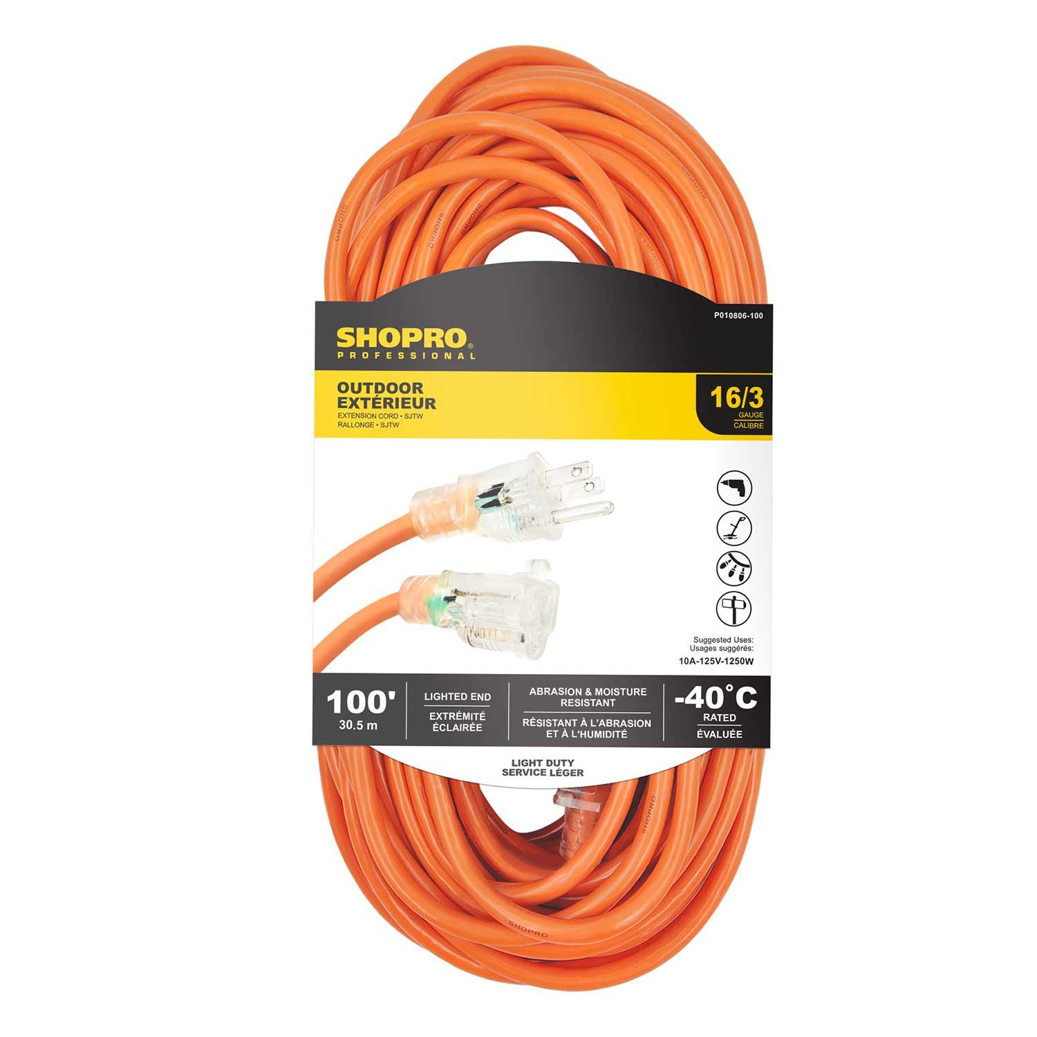 Rallonge extérieure 16/3 SJTW 100' orange