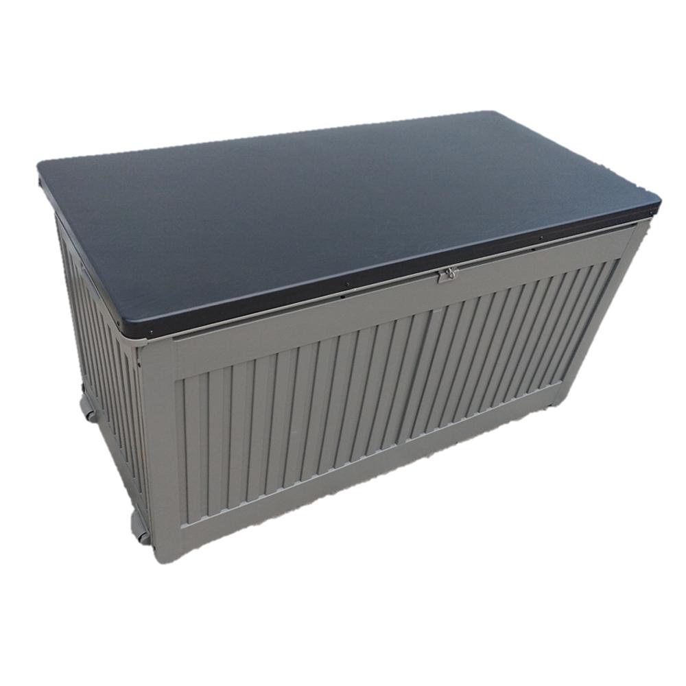 Outdoor Garden Storage Lockable, Wheel Deck Box 71 Gal -Gray