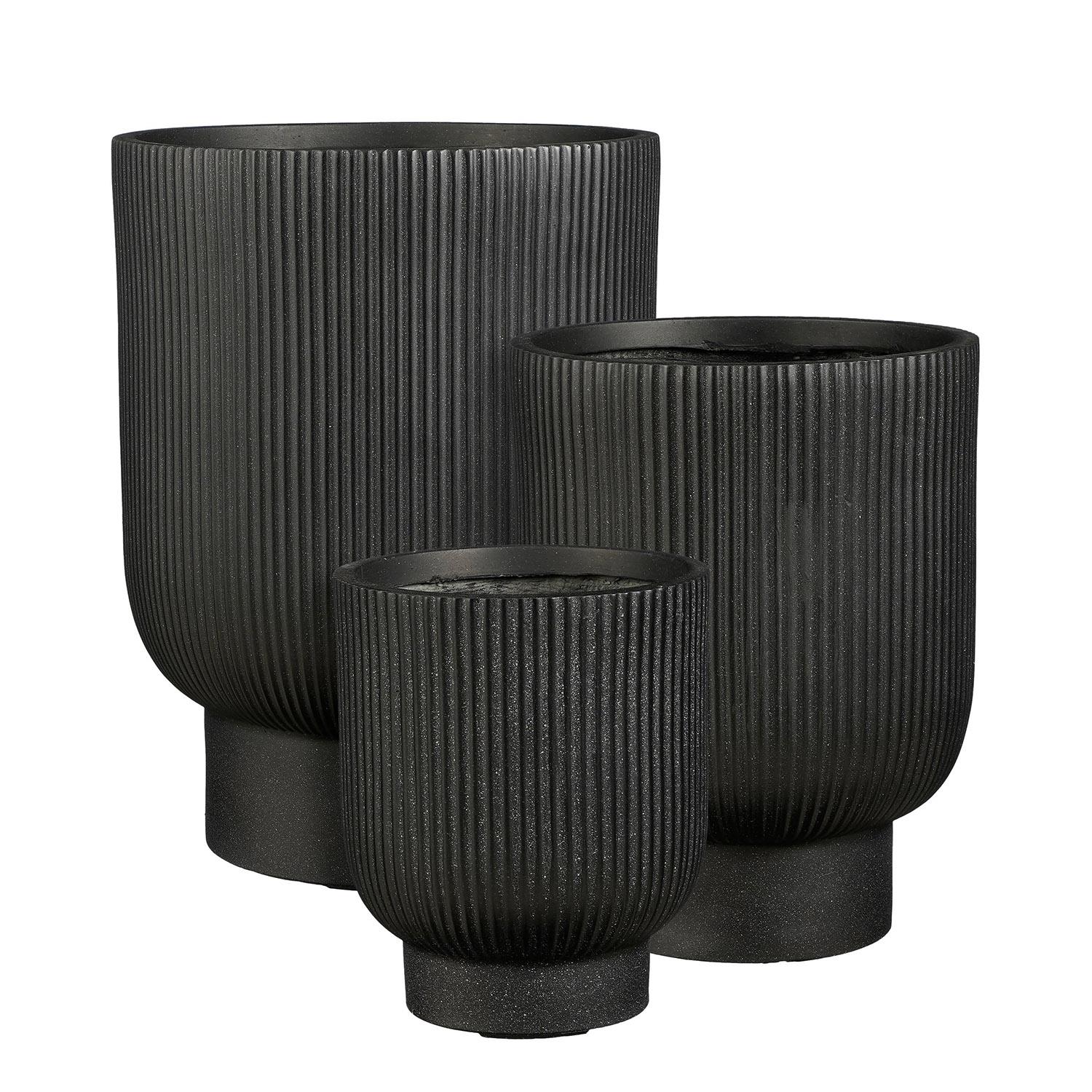 Nuovo Pot Tall Round Black 15" x 12"
