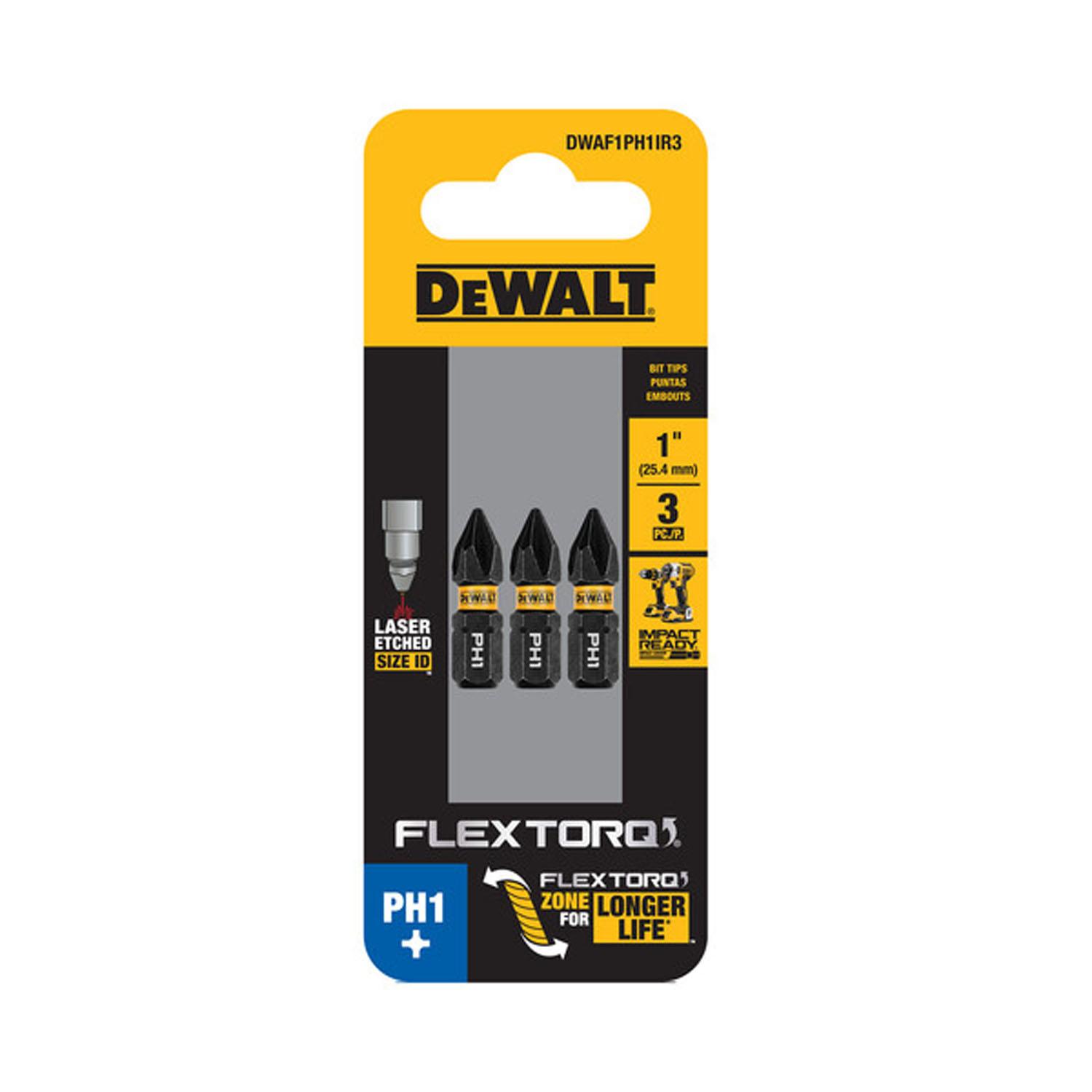 1" Phillips #1 Flextorq Bits-3/Pack