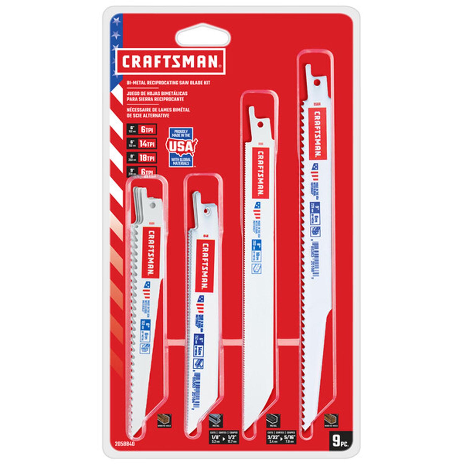 Bi-Metal 9 Piece Reciprocating Saw Blade Kit