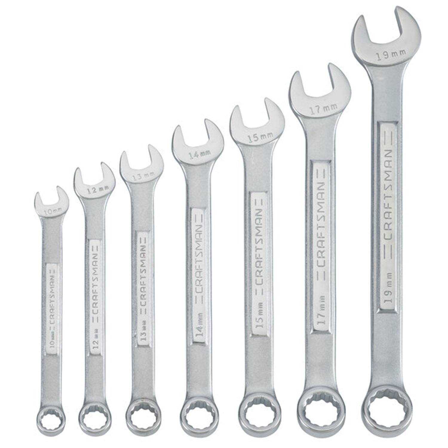 7 Piece Metric Raised-Panel Combination Wrench Set
