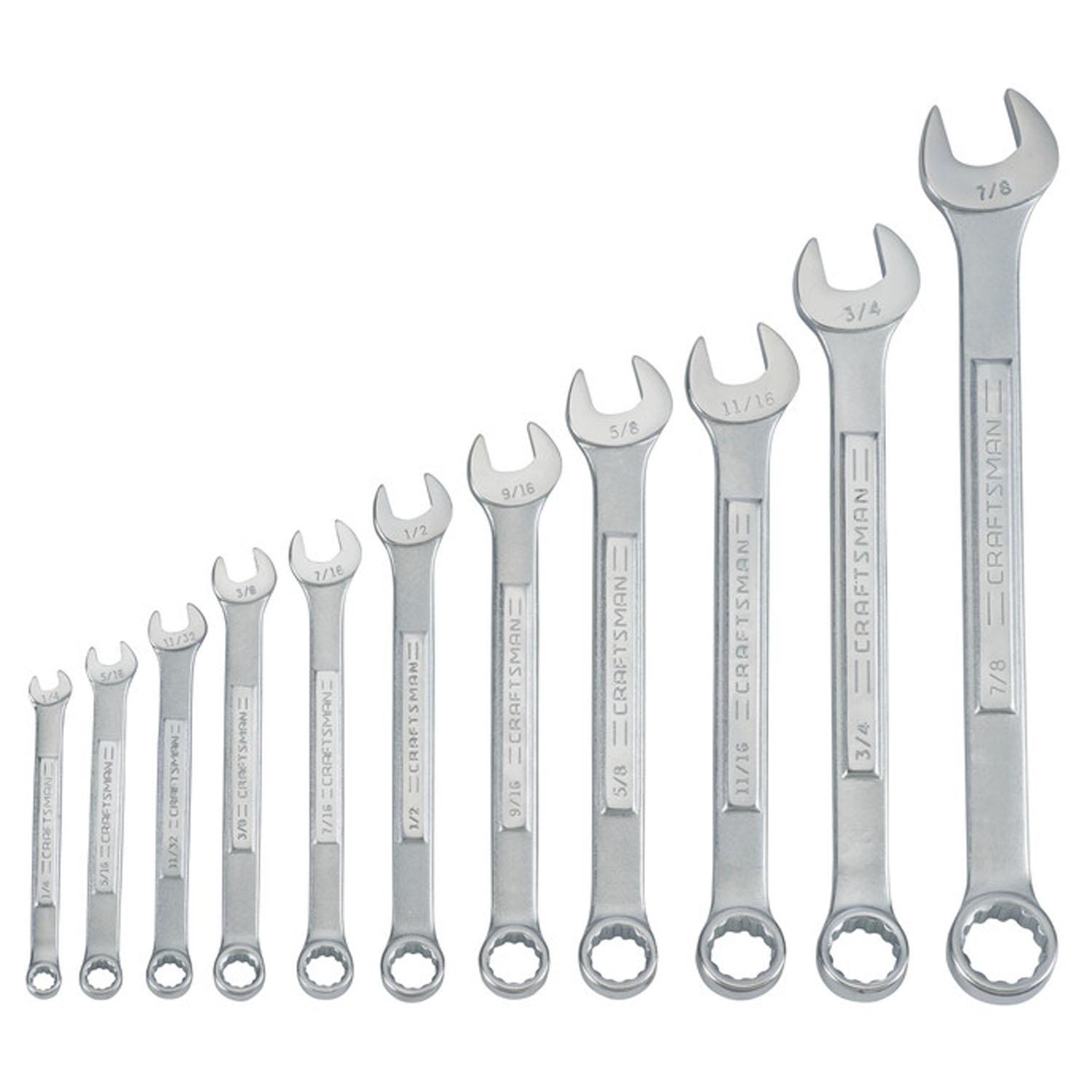 11 Piece Raised-Panel Combination Wrench Set