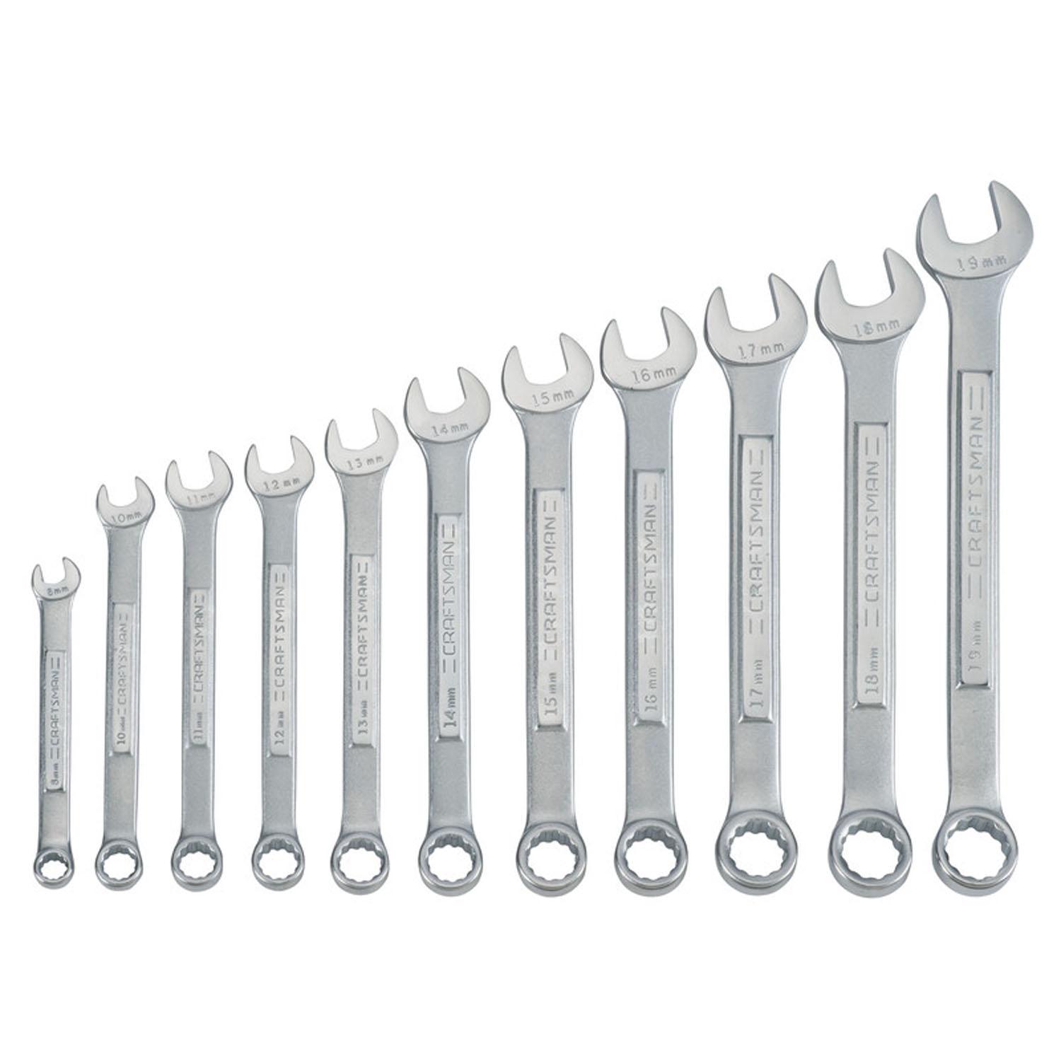 11 Piece Metric Raised-Panel Comb0 Wrench Set