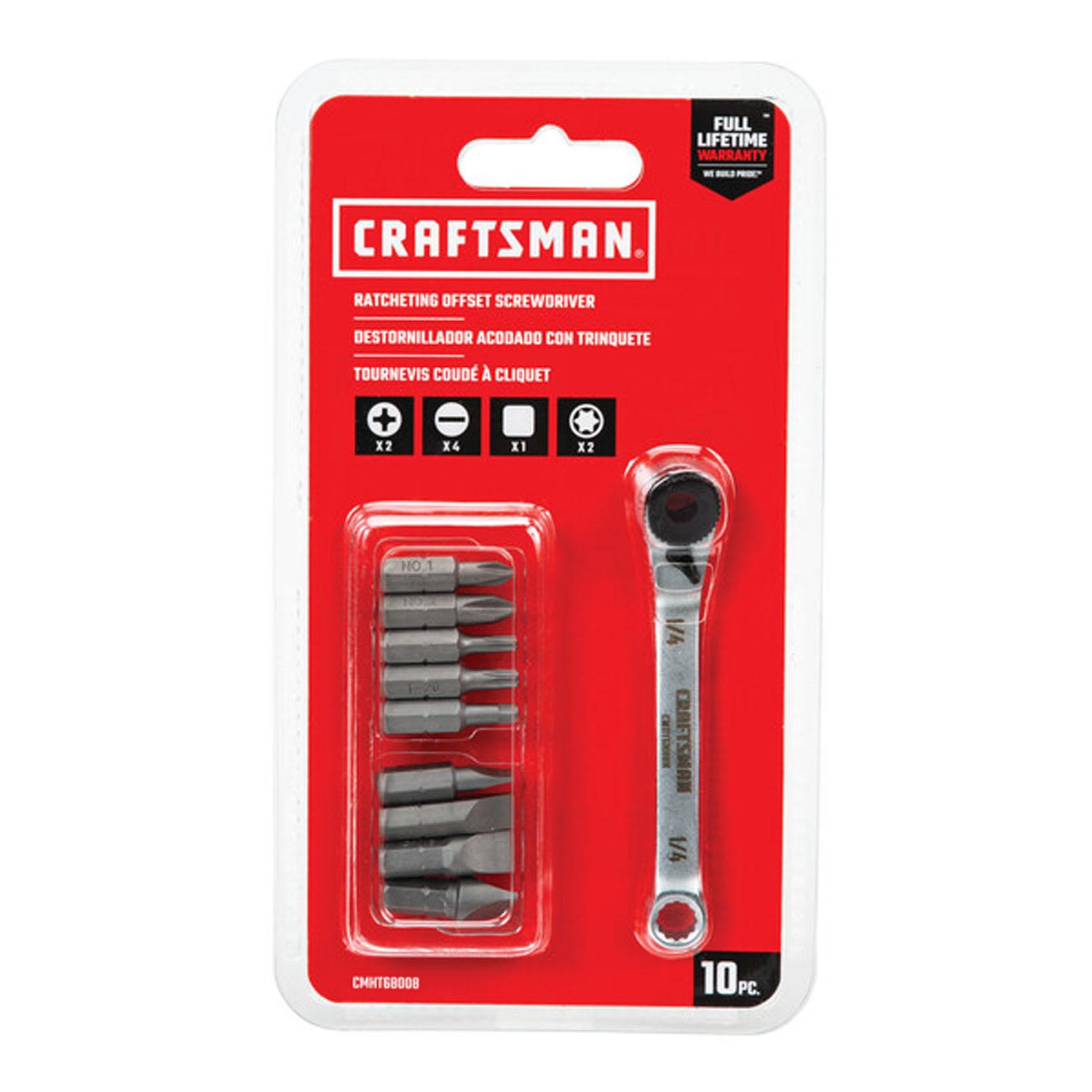 10 Piece Ratchet Offset Multi-Bit Screwdriver Set