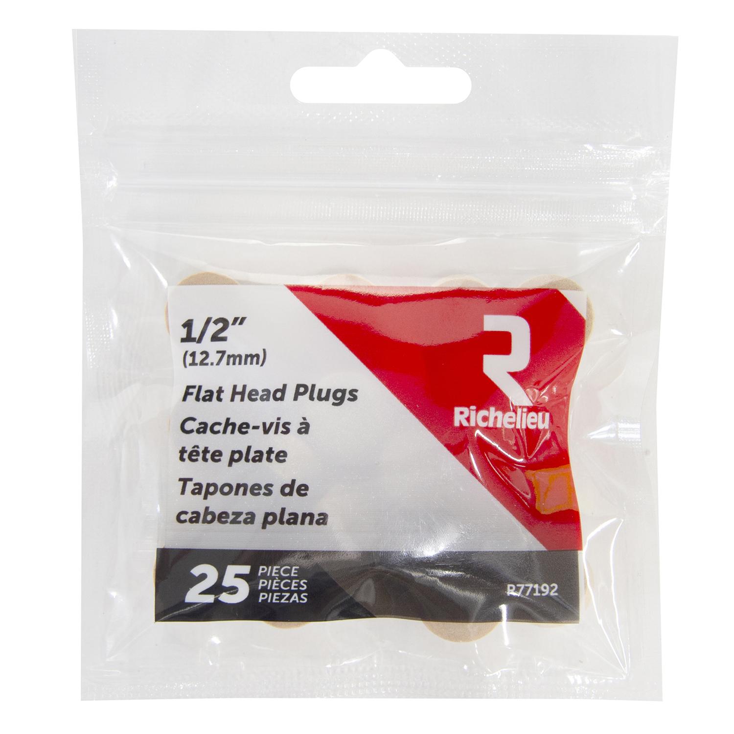 Flat Head 1/2" Wood Plugs 25 Piece