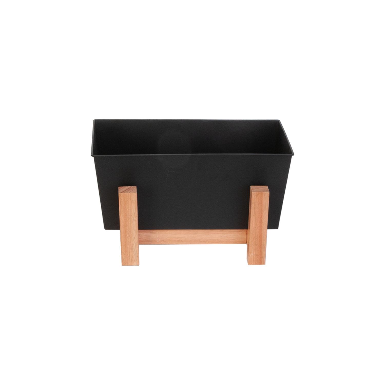 Cache-pot oblong de table 12 po avec cadre en bois