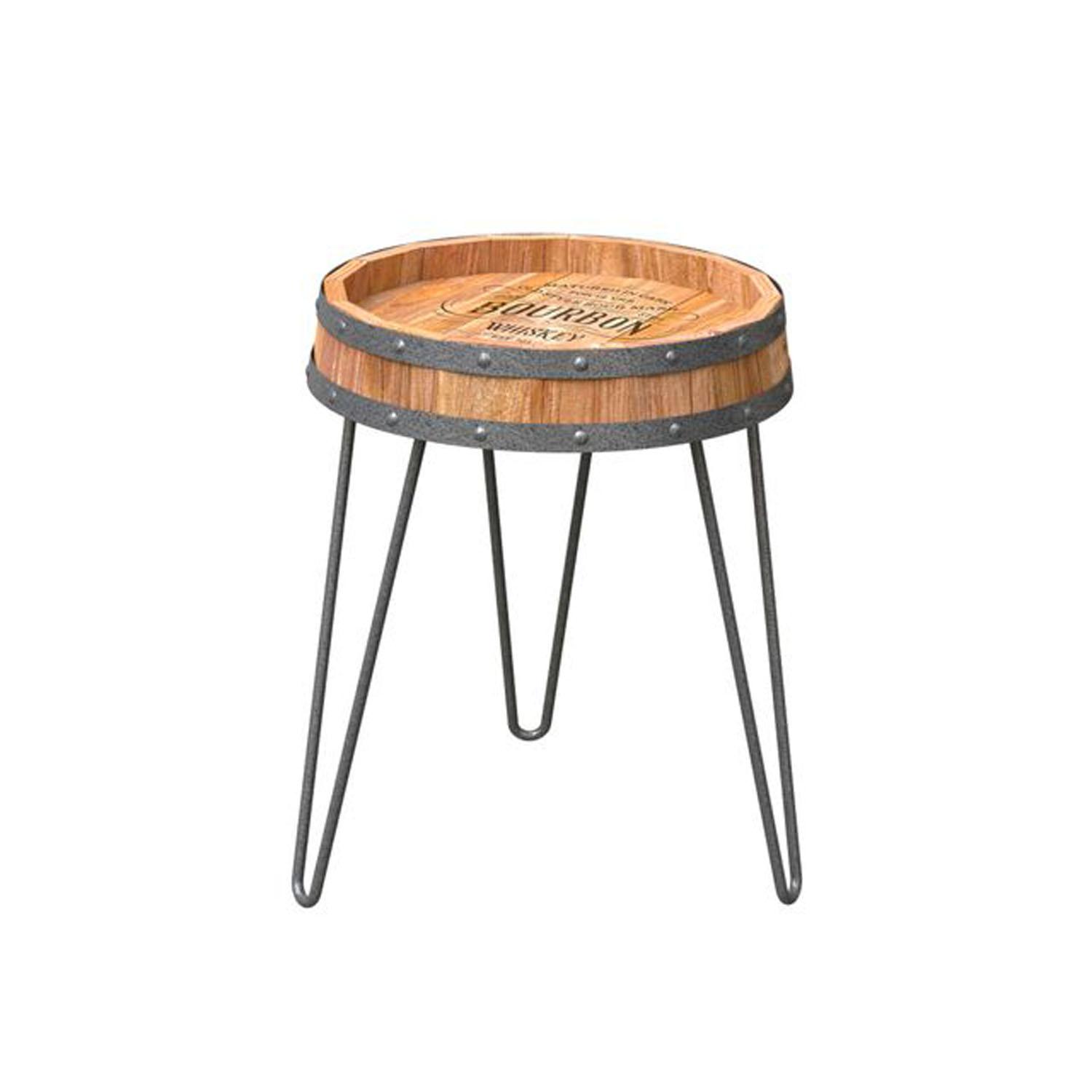 12" Novelty Bourbon Barrel Top Plant Stand & Side Table
