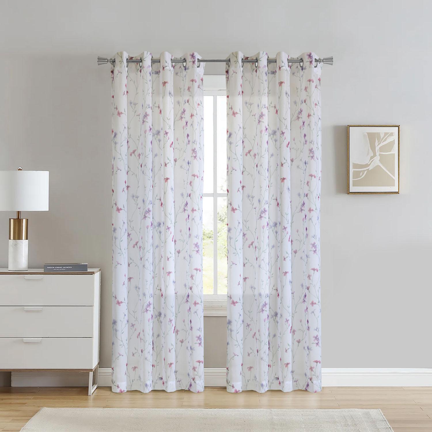 52"x84" Hazel Dolly Floral Multi Grommet Panel Pink
