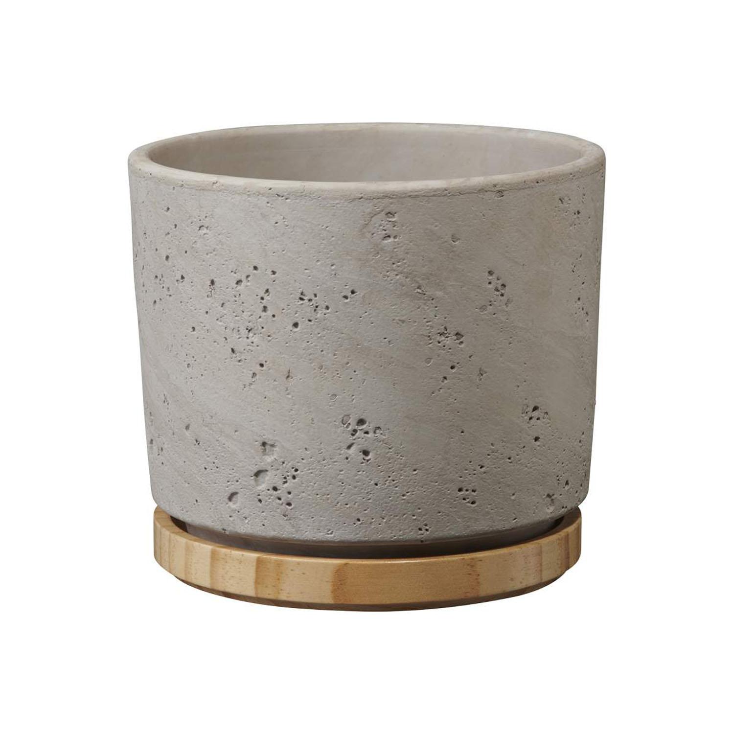 Pot Paros Deluxe gris pâle et bois 5 po