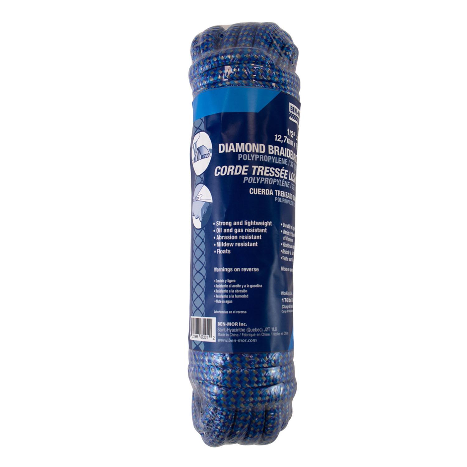 Diamond Braided 32 Strand Rope Blue - 1/2" x 50'