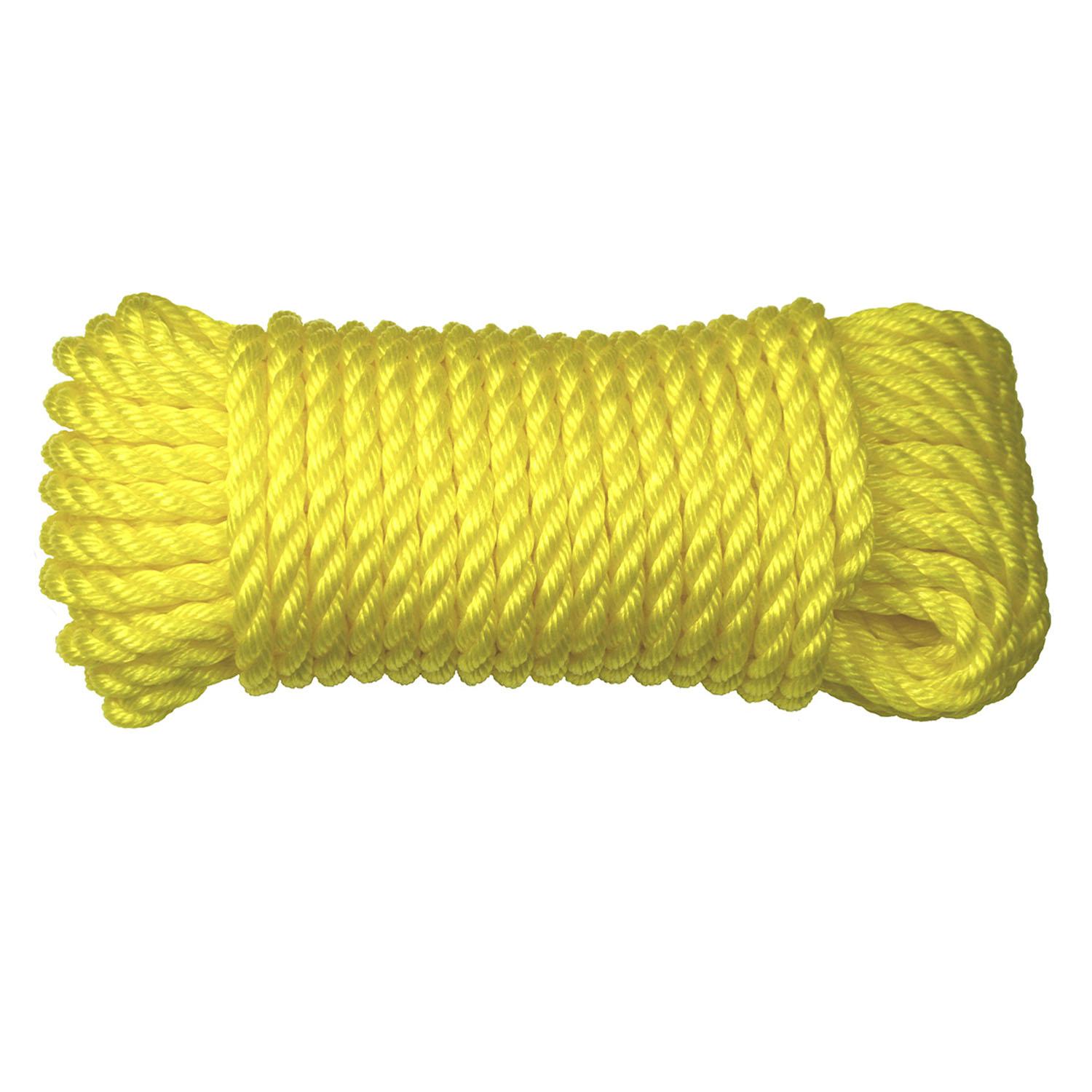 Twisted Polypropylene Rope 3 Strand-Yellow 1/2" x 25'