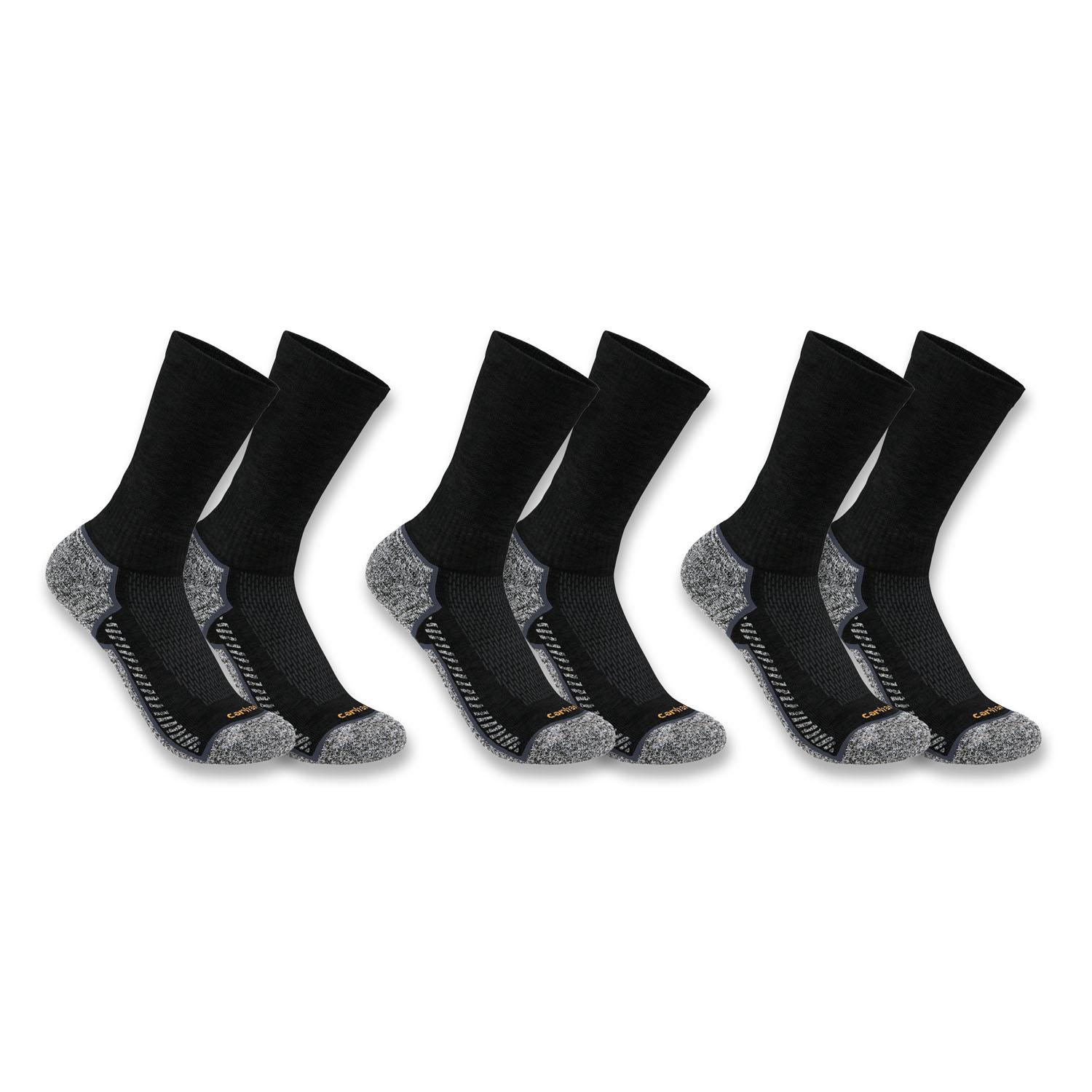 Chaussettes Mi-Épaisses Force Longues 3/Paquet - Noir Grand