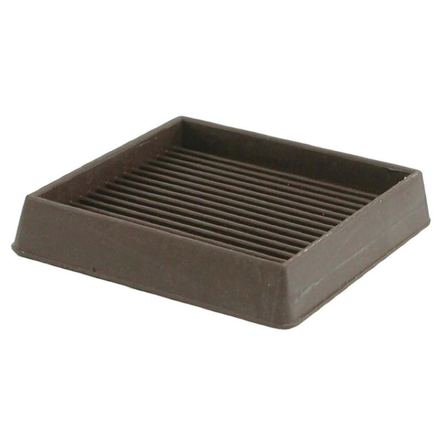 Coupelle Carrée en Caoutchouc Lisse Brun 3"