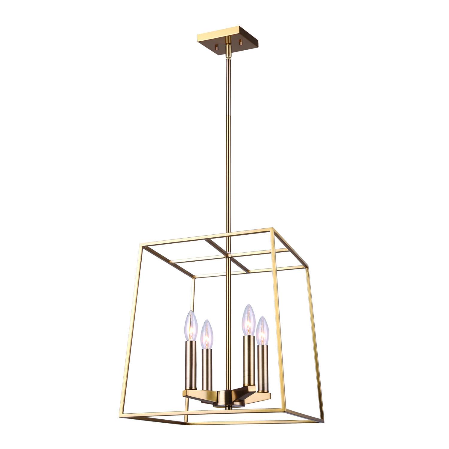 14" 4-Light Rod Chandelier - Gold