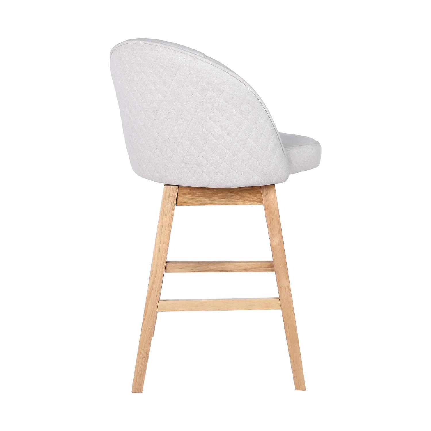 Tabouret tissu crème pieds bois – 2/pqt