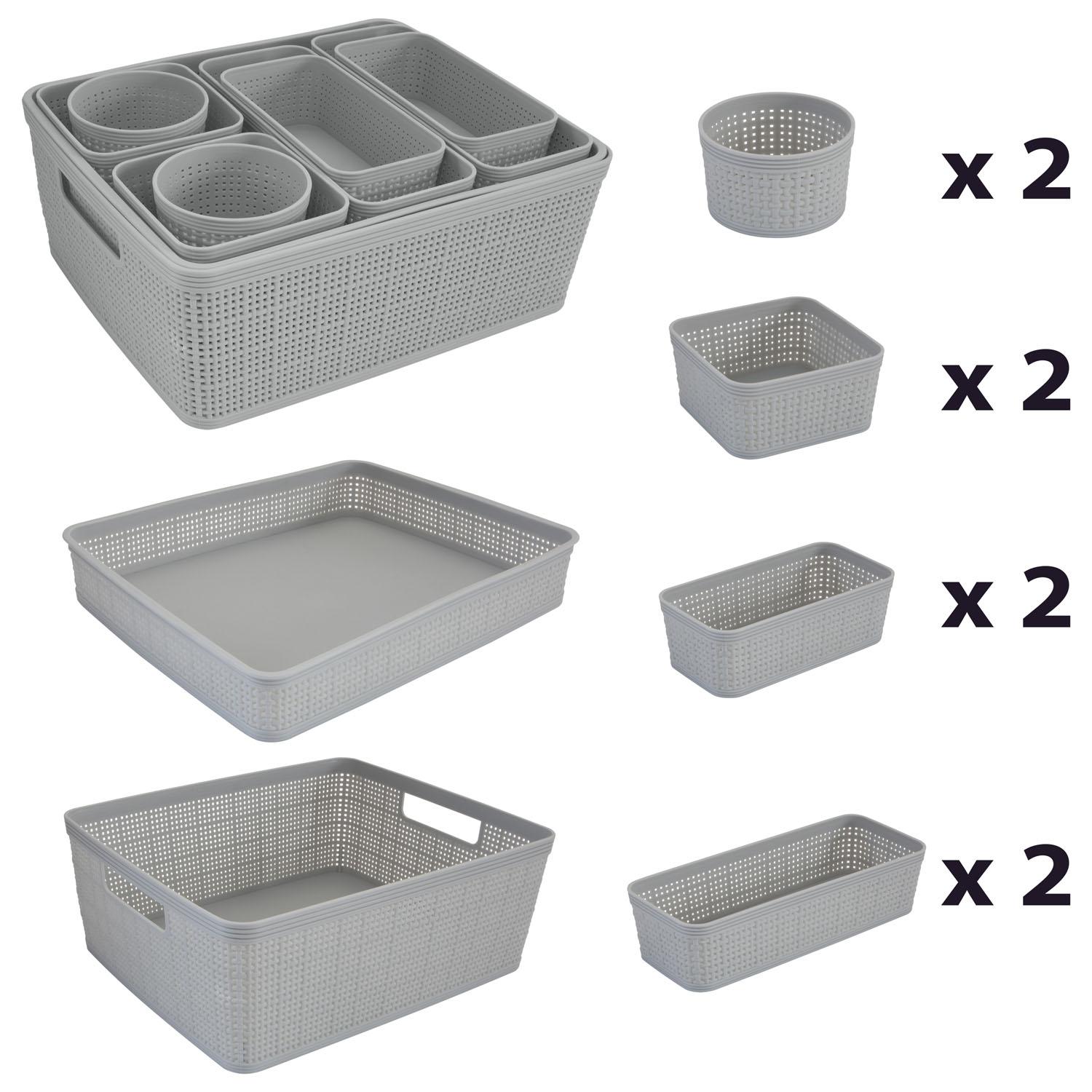 N&T White Weave Organizer Plastic Basket Set 10-Piece