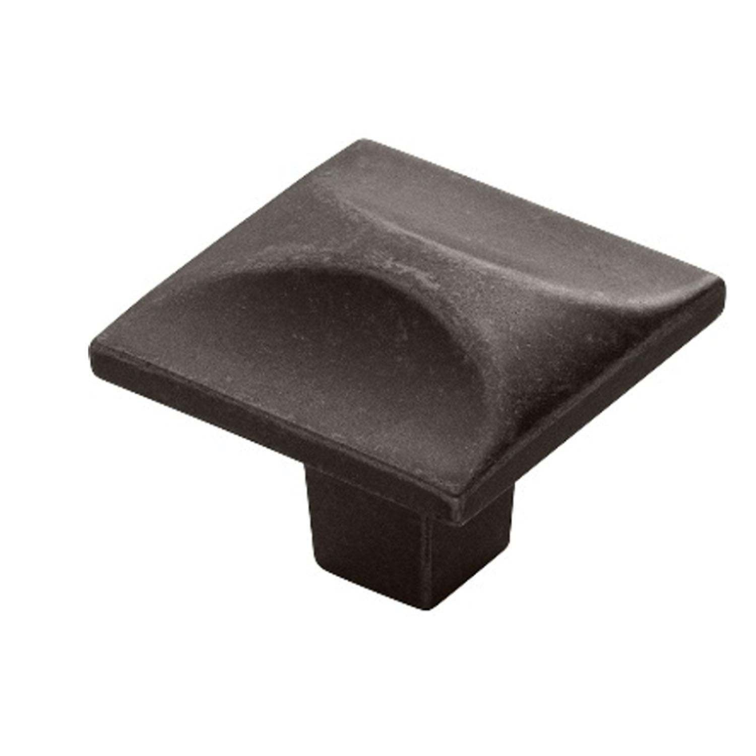 1-1/4" Square Crest Knob- Black Nickel Vibed