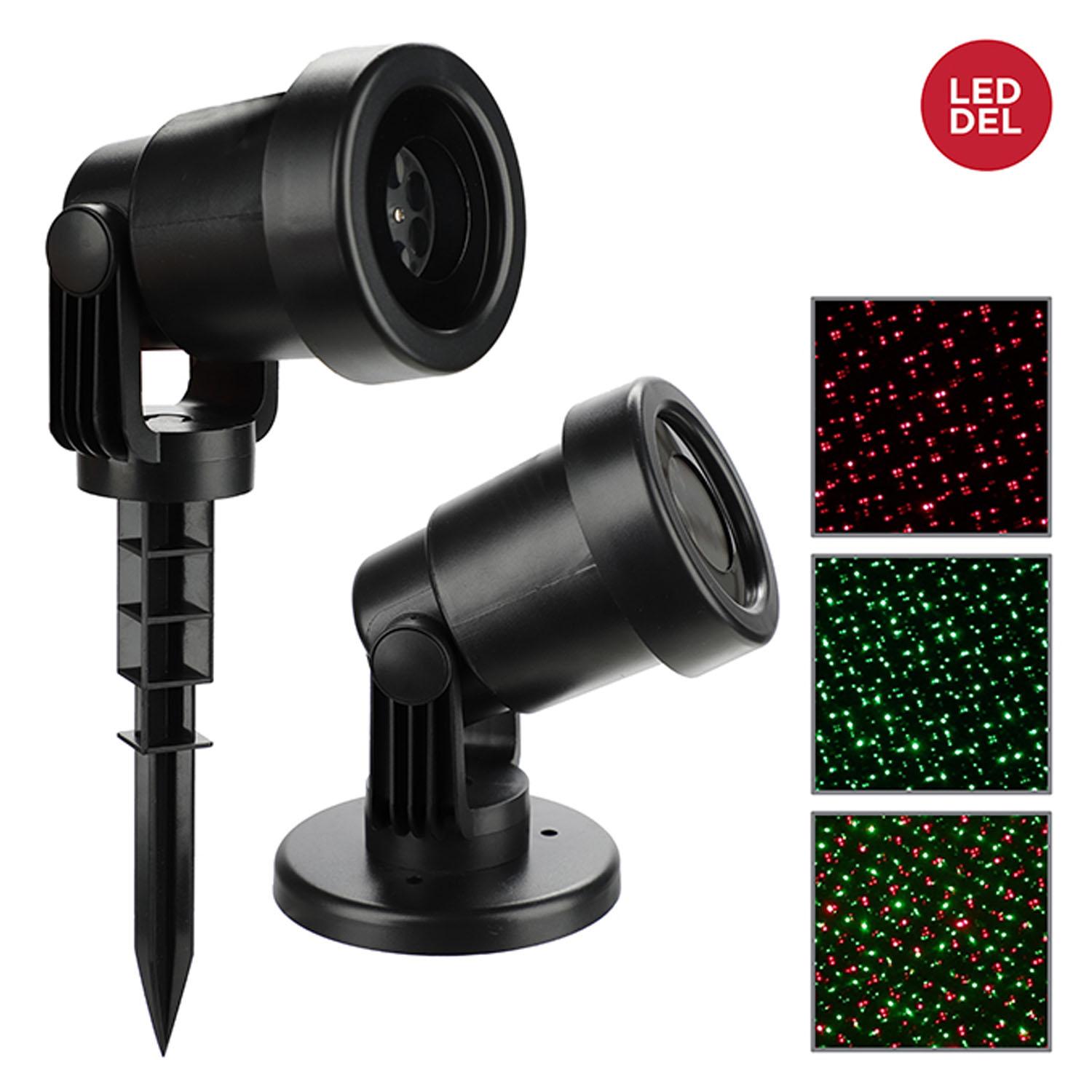Projecteur avec faisceaux laser verts/rouges en mouvement