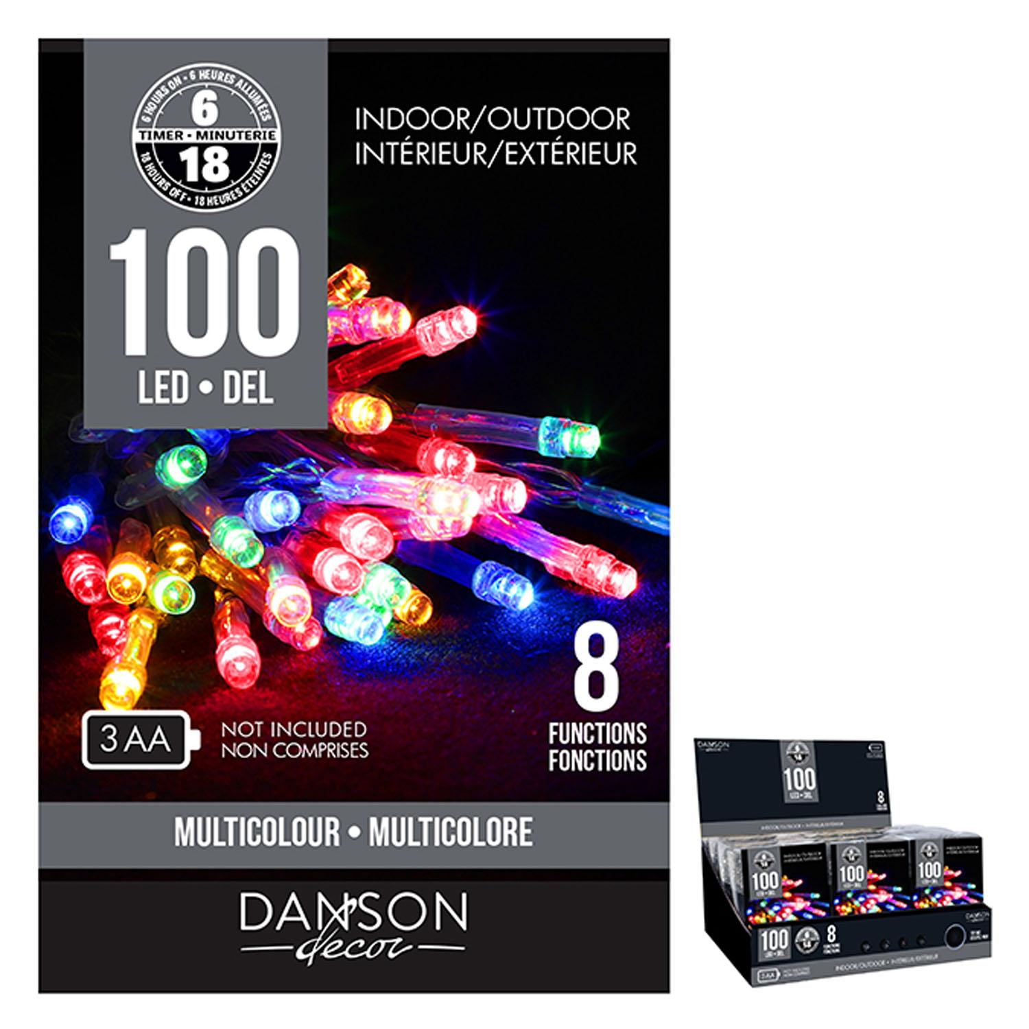 Battery Operated 5MM LED Light Set 100 Timer