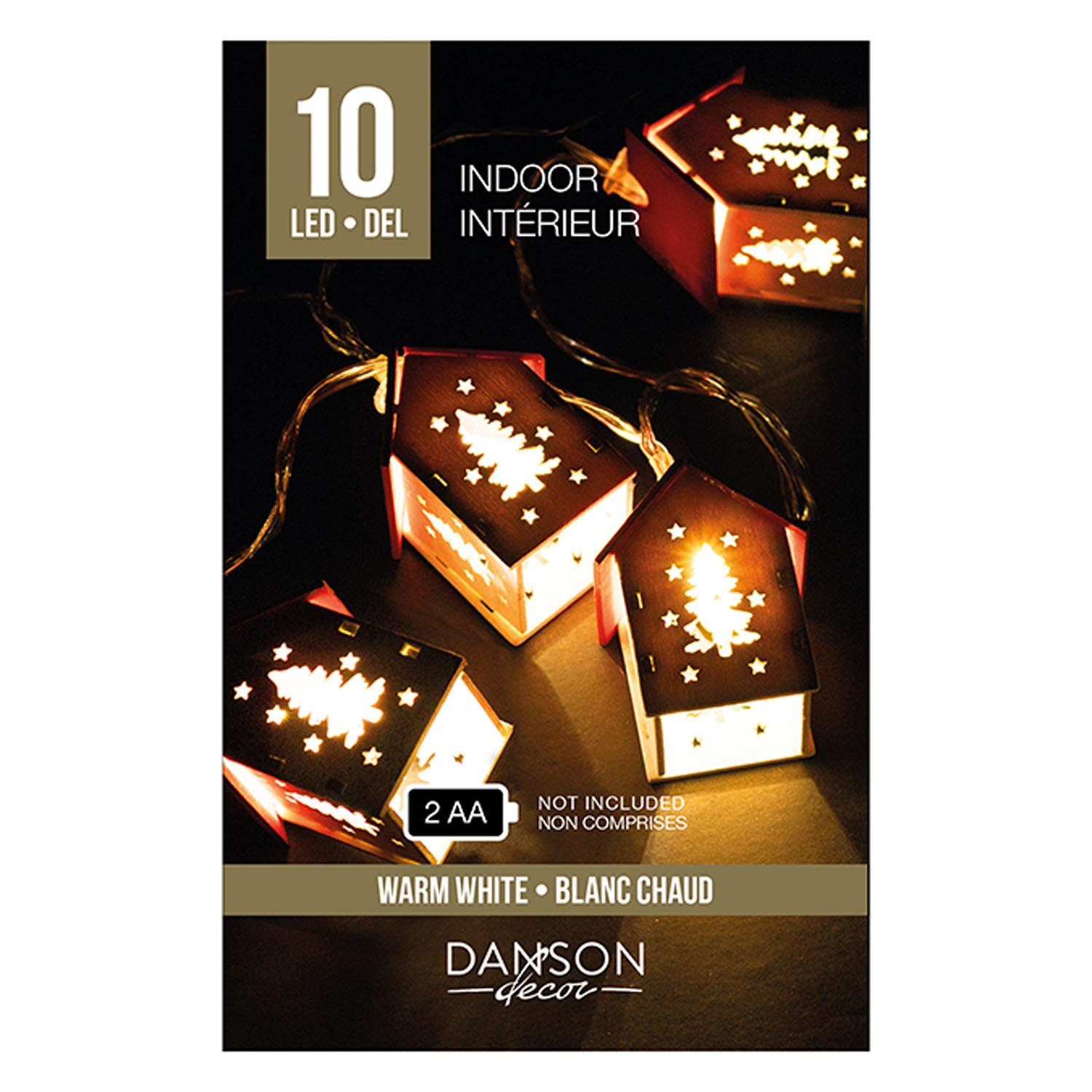 Ensemble de lumières DEL à piles – maison en bois déco