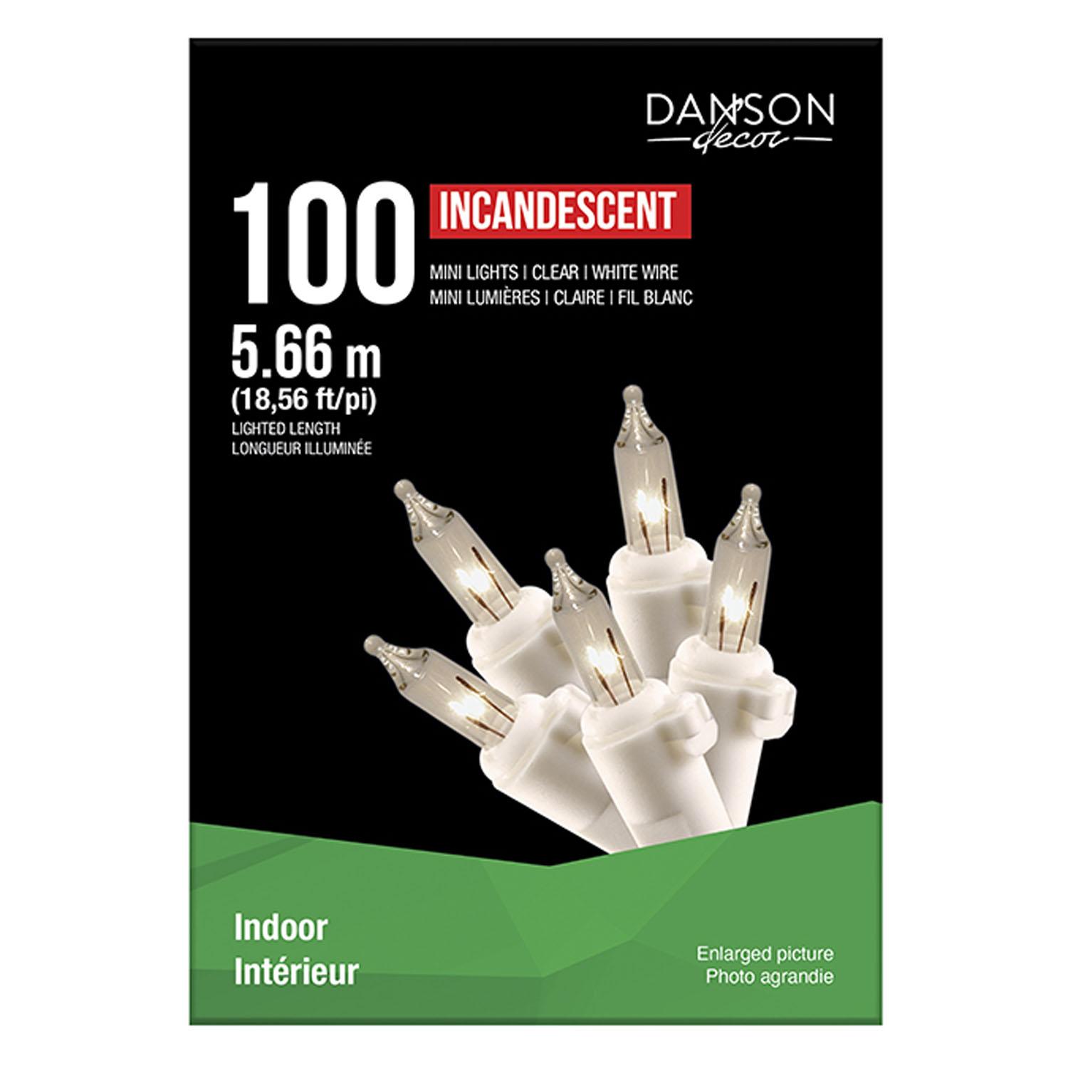 Mini lumières intérieures 100 claires fil blanc