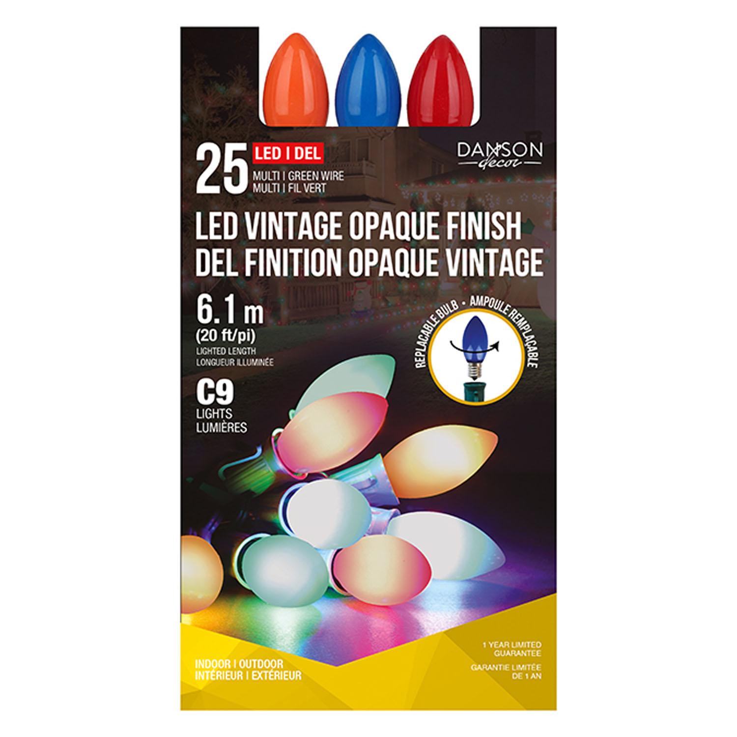 C9 Bright LED Light Set, 25 Smooth Glow Multi-Colour Lights