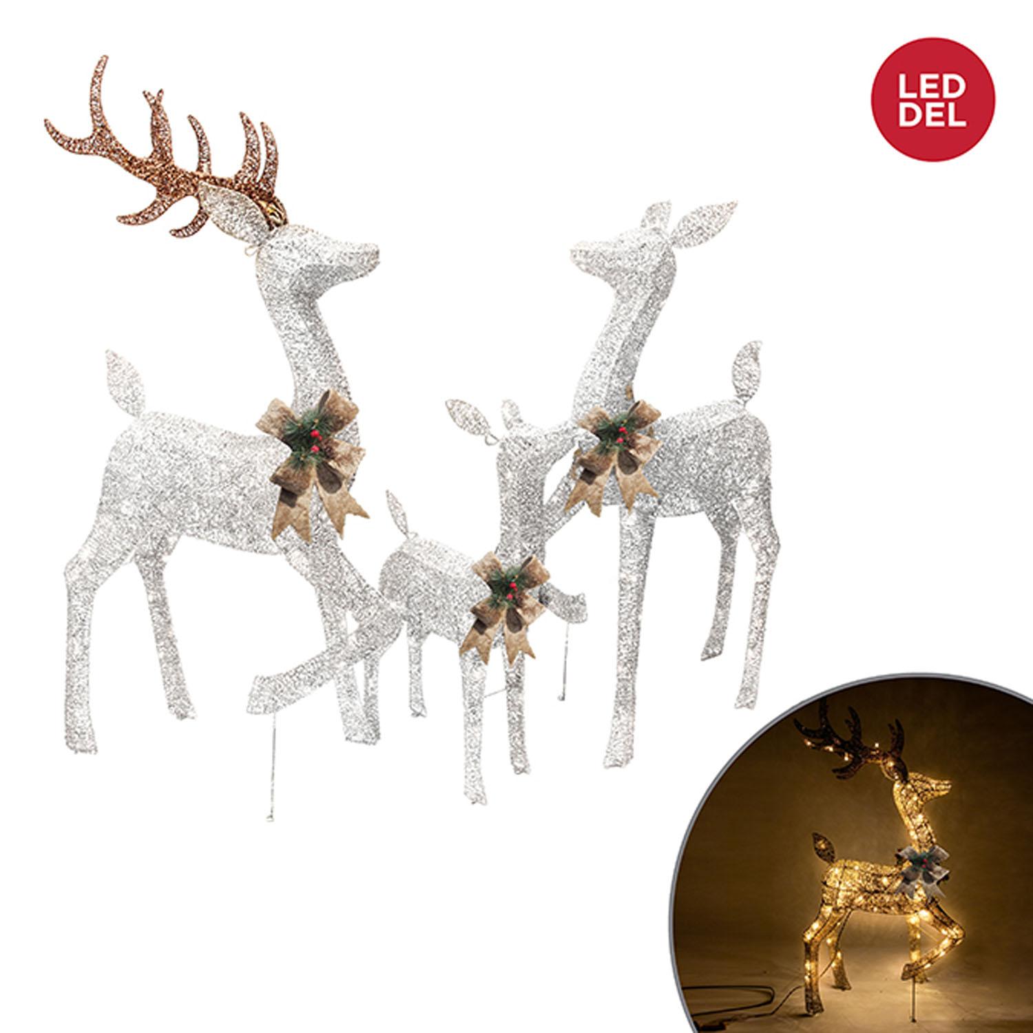 Trio cerfs treillis 210 DEL blanc pur
