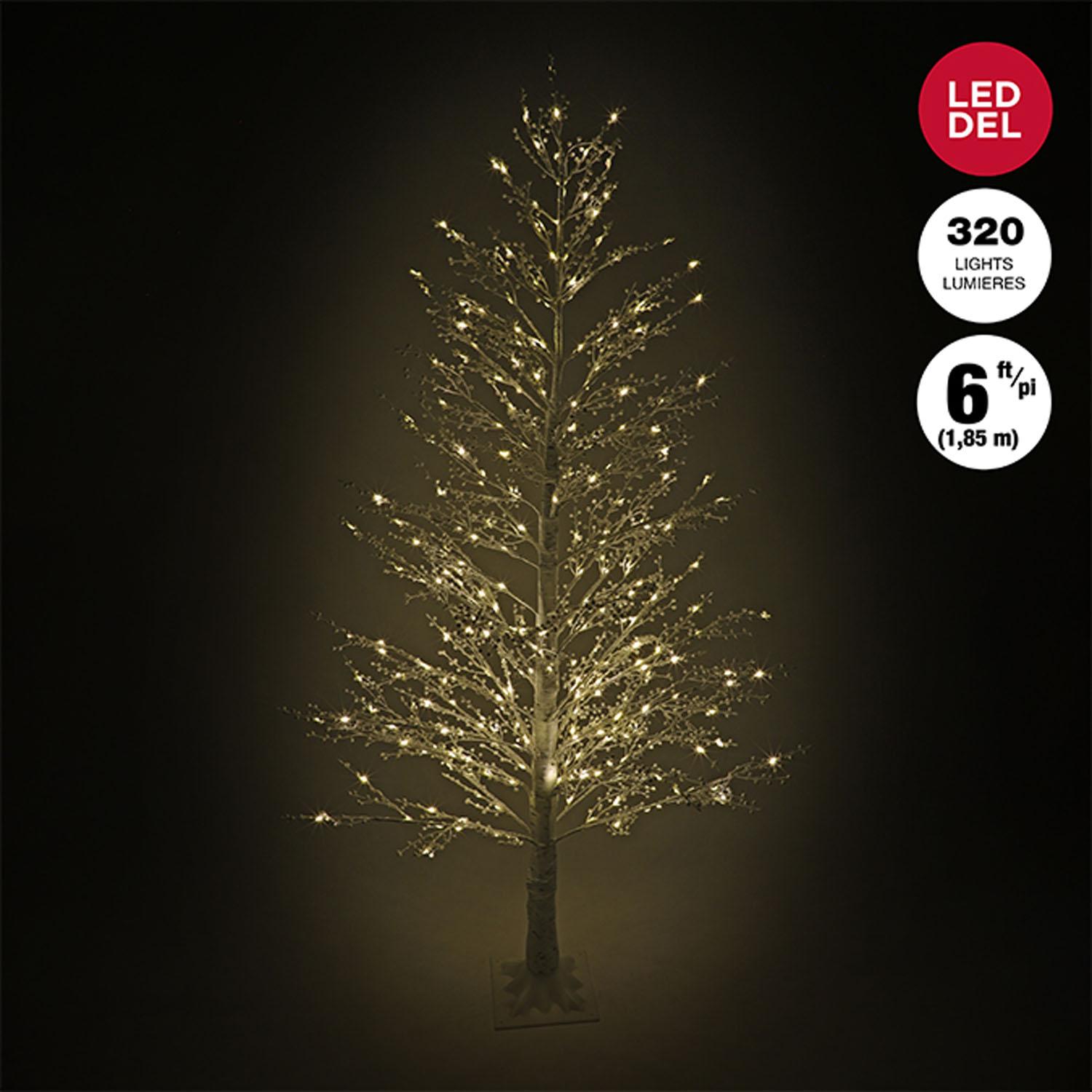 Arbre bouleau 320 DEL + baies 6' blanc chaud