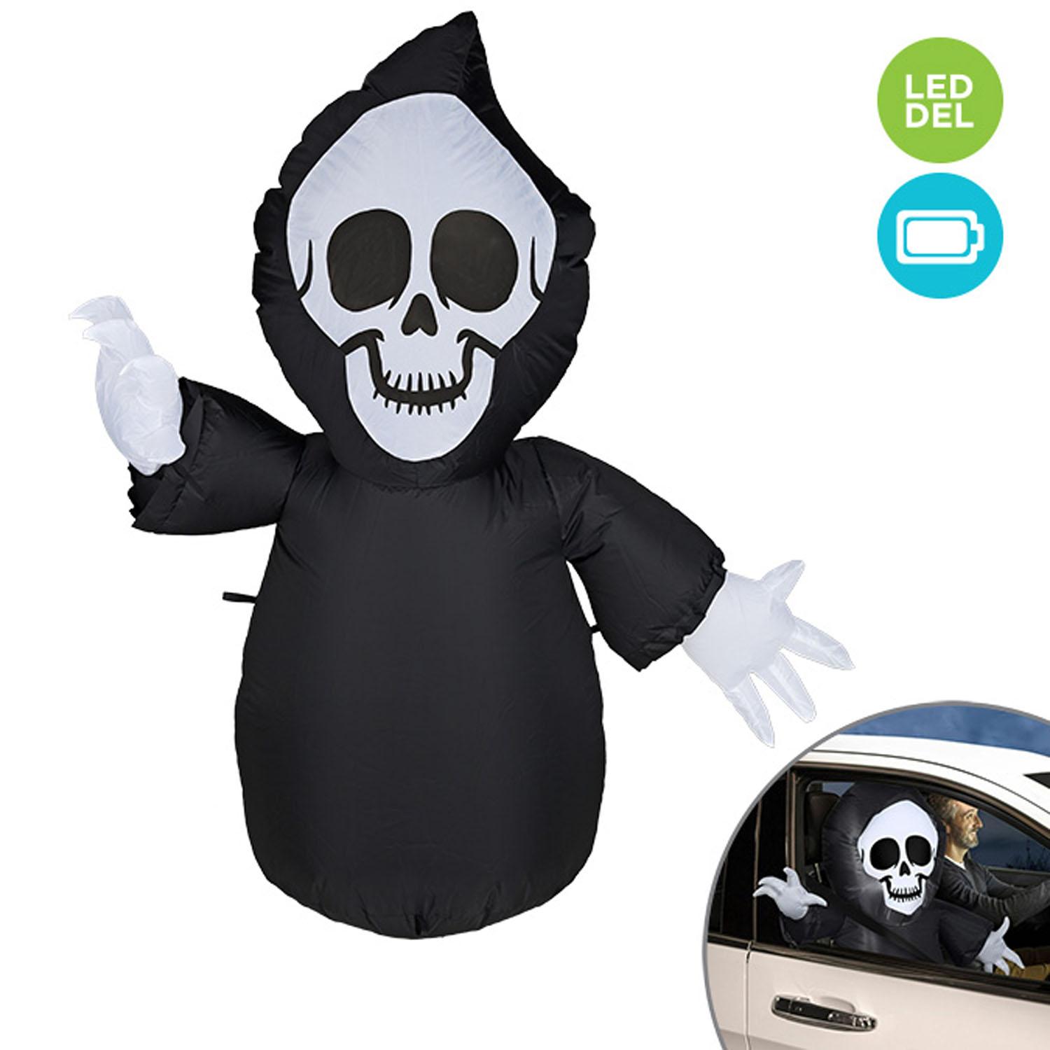 Inflatable Led Grim Reaper Car Buddy Battery Operated 3'