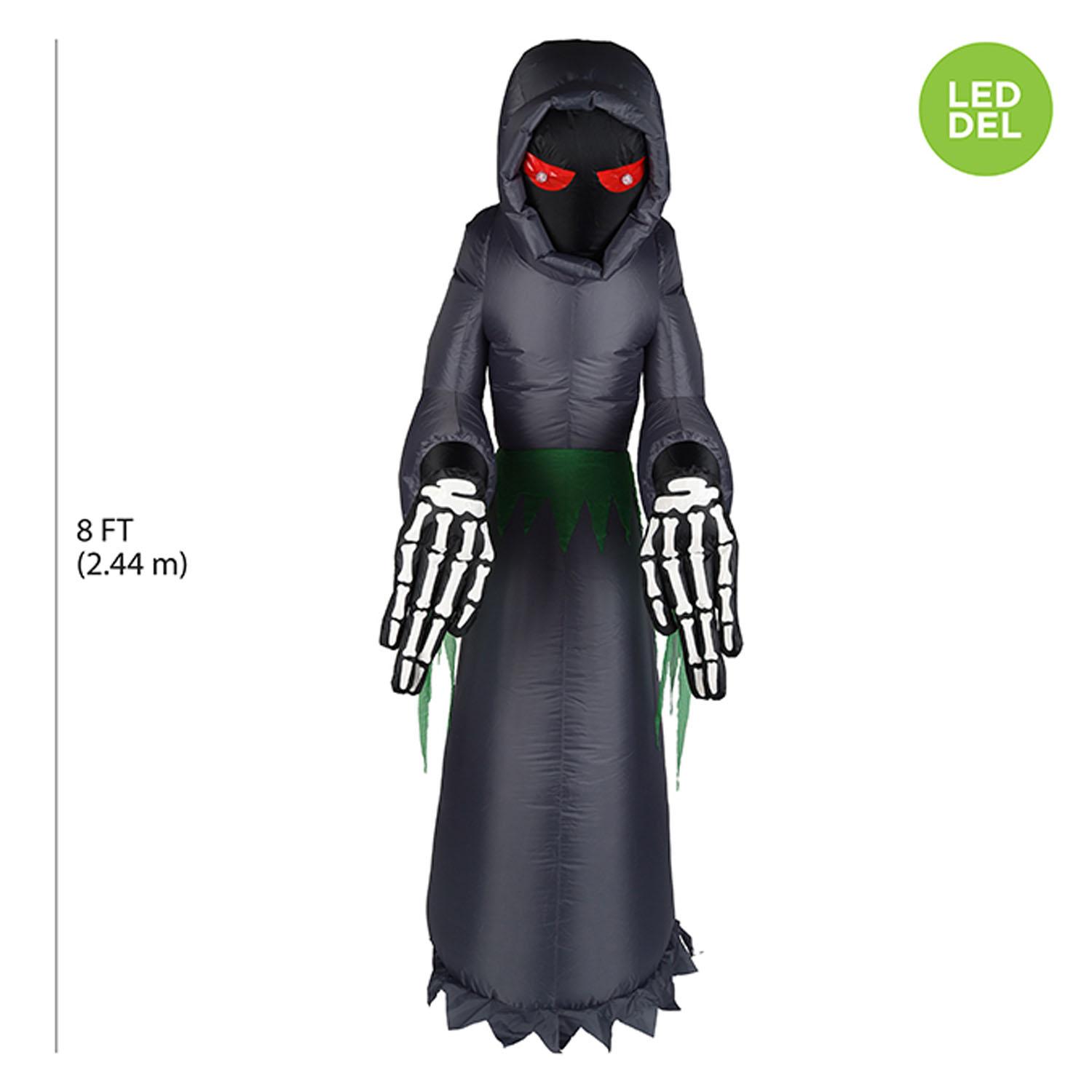 Inflatable Led Grim Reaper With Red Eyes 8'