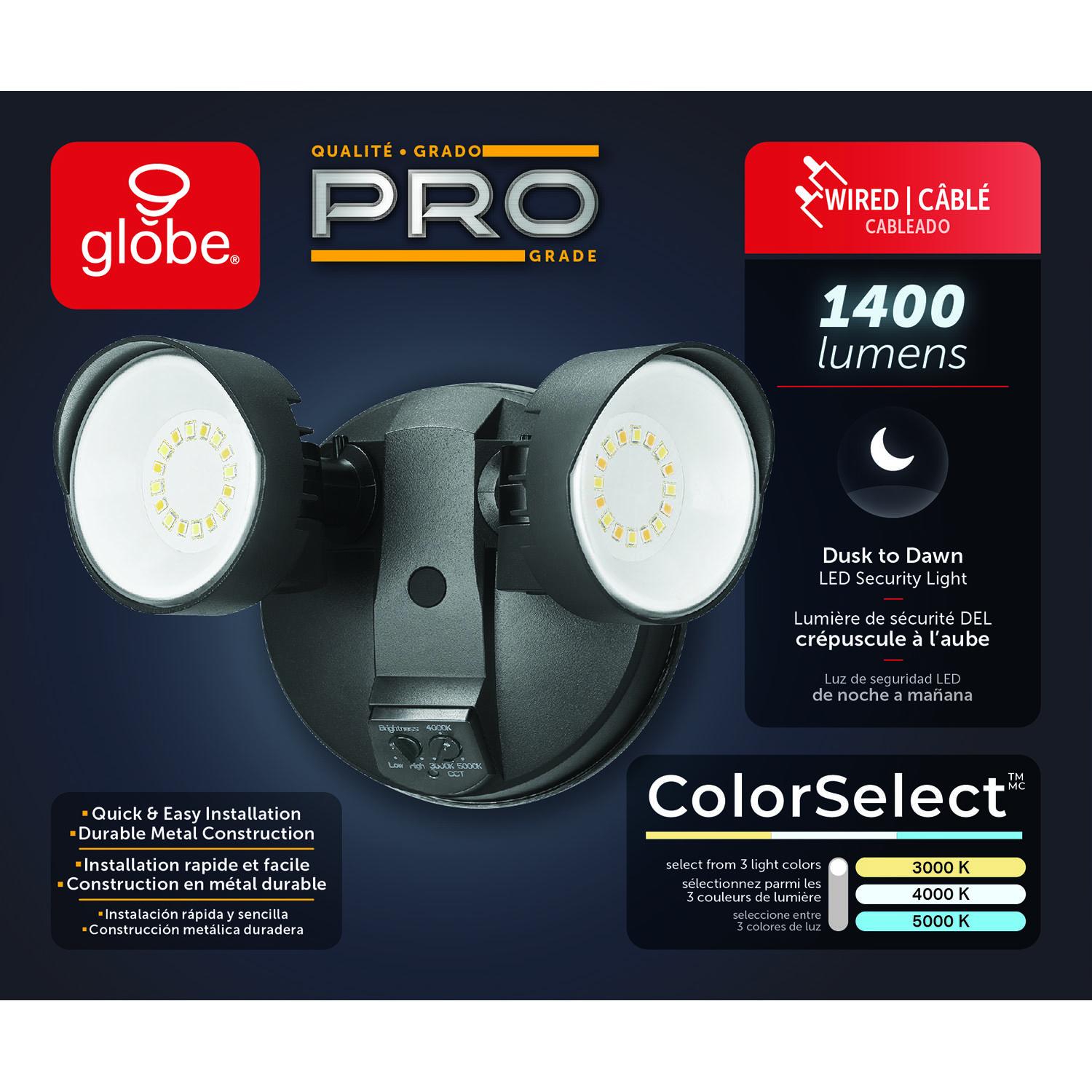 Luminaire sécu DEL D2D 2 têtes métal noir