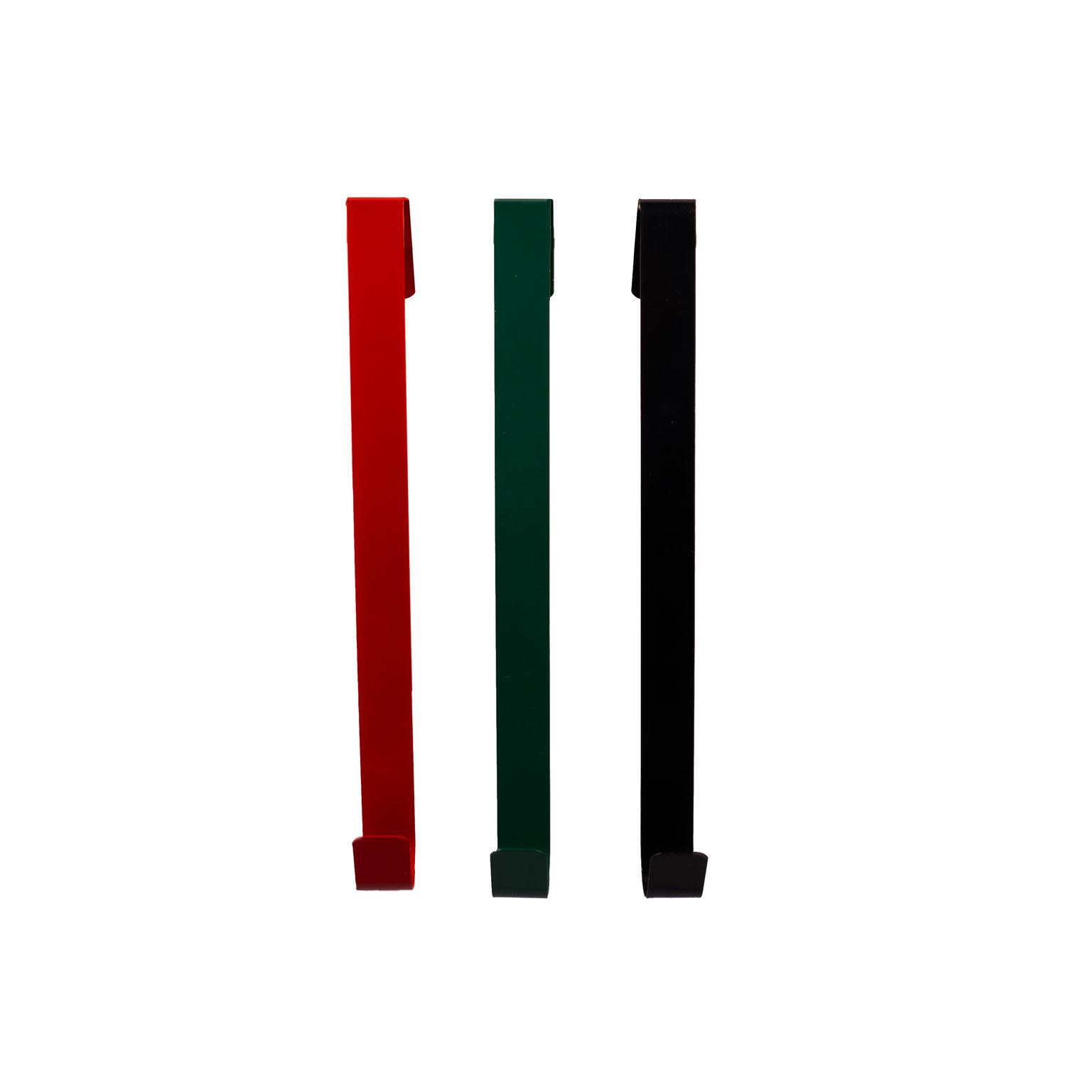 Metal Wreath Hanger 3 Assorted Red, Black, Green