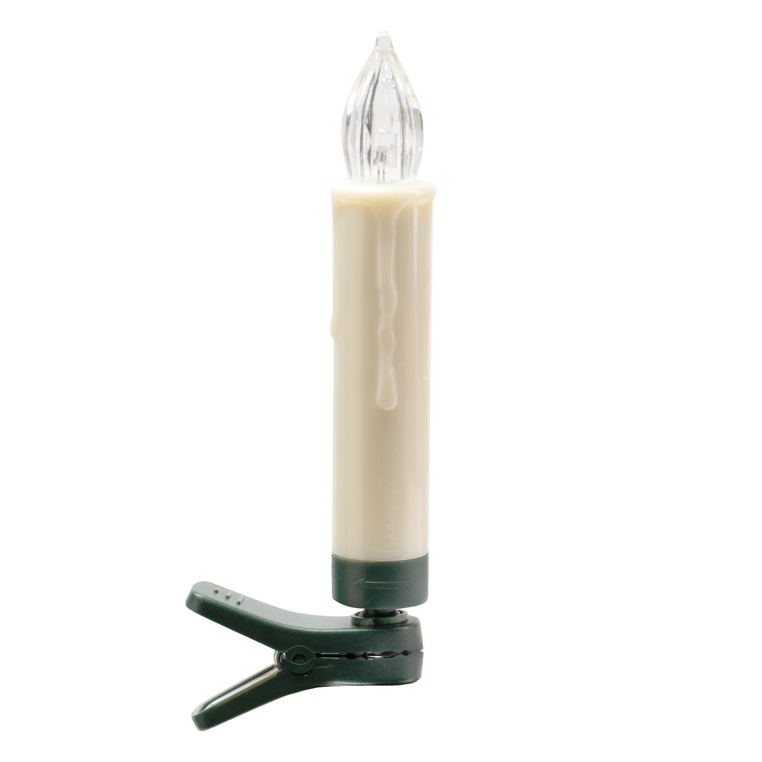 Set Of 12 Led Candles On Clip Warm White With Remote Control