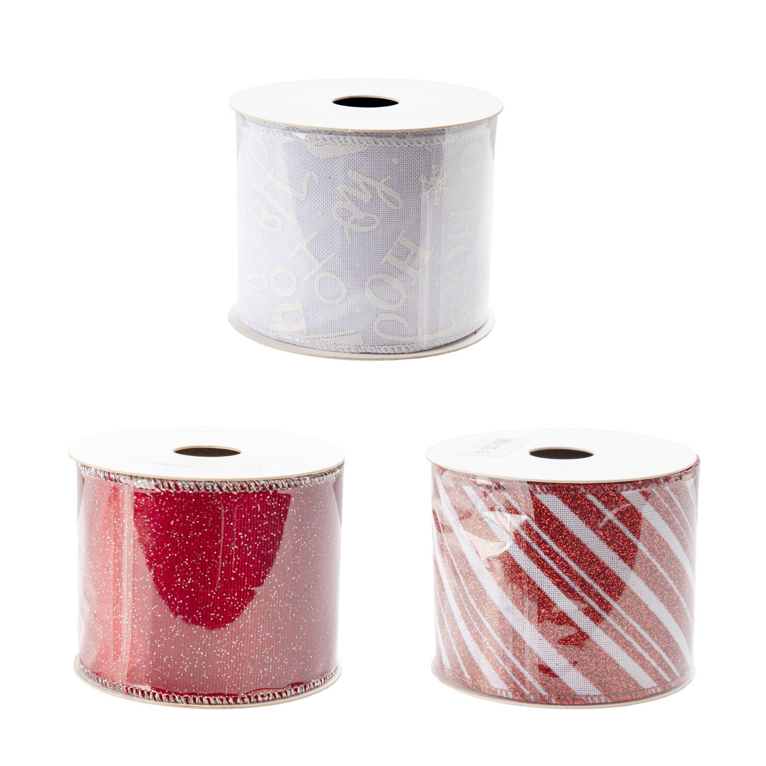 Fabric Ribbon White And Red 3 Assorted Designs