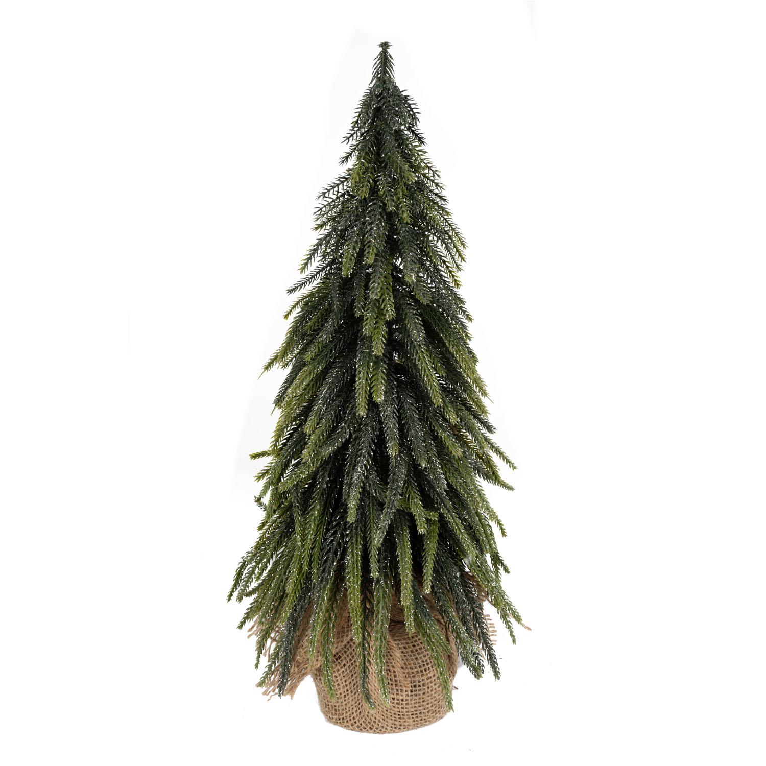 Arbre de pin PE avec base en toile de jute – 17,7"
