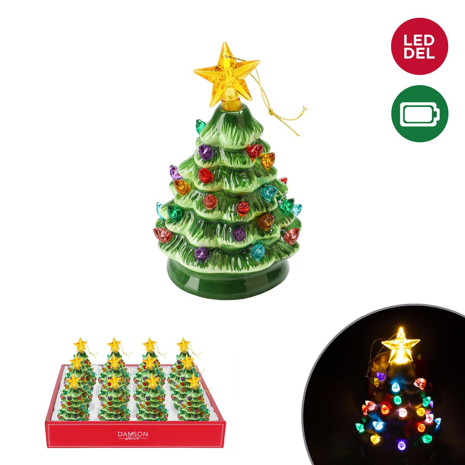 Arbre en céramique vert lumineux à piles – 5"