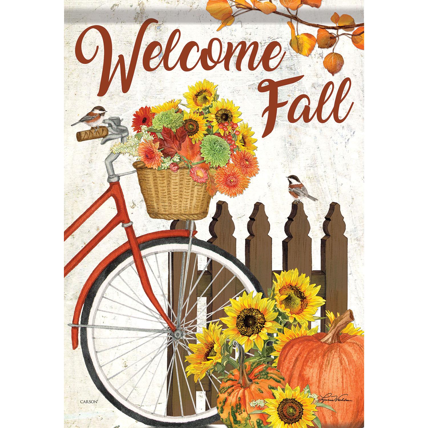 Fall Garden Flag Chickadee Autumn Bike