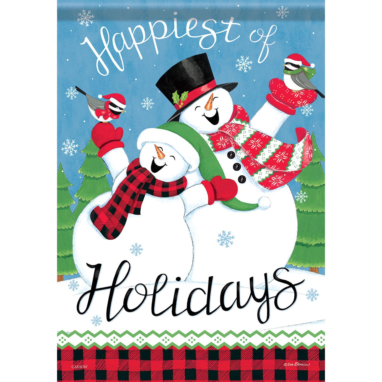Winter Garden Flag Happinest Snowman