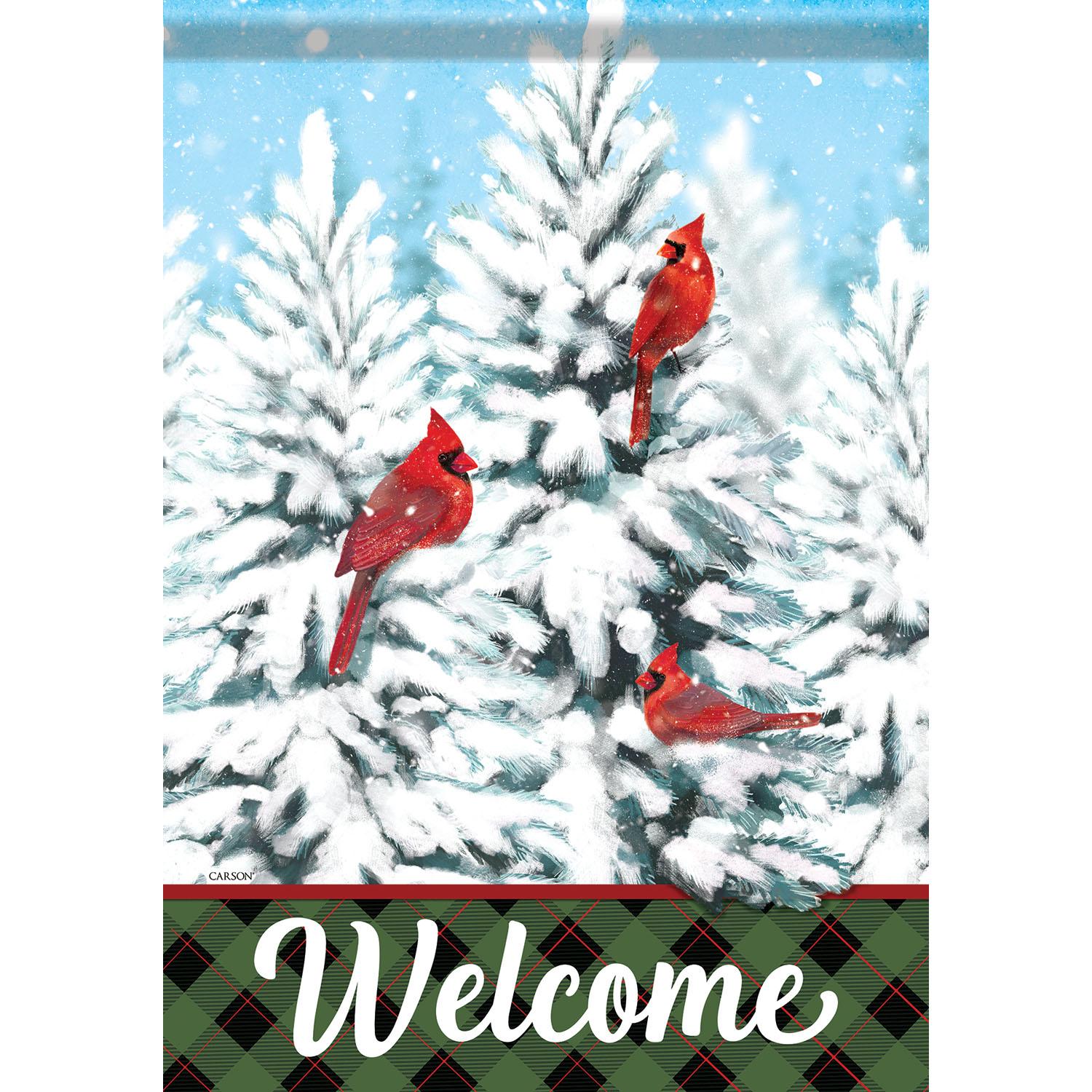 Winter Garden Flag Winter Cardinals