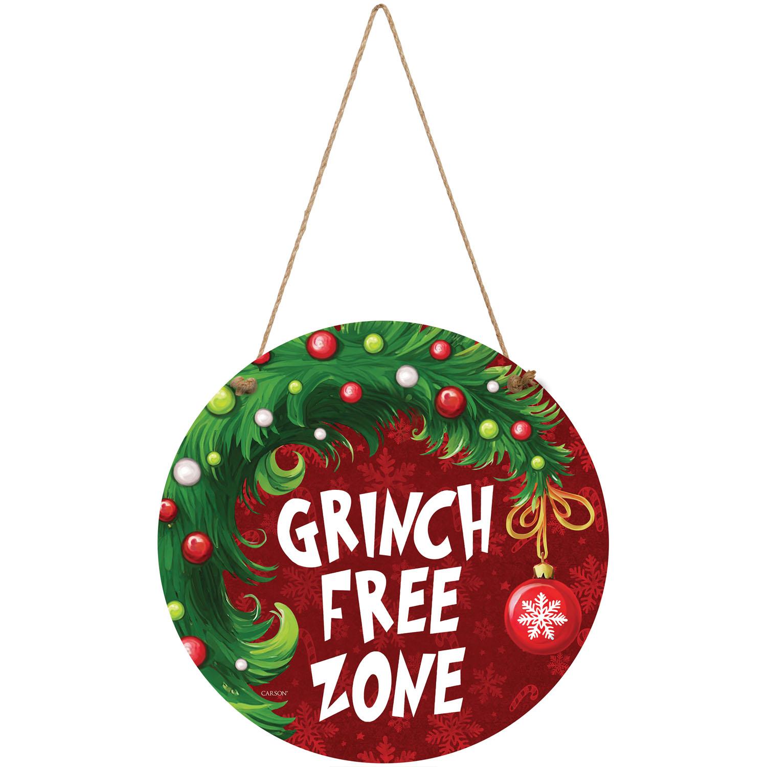 Winter Grinch Free Zone Door Hanger