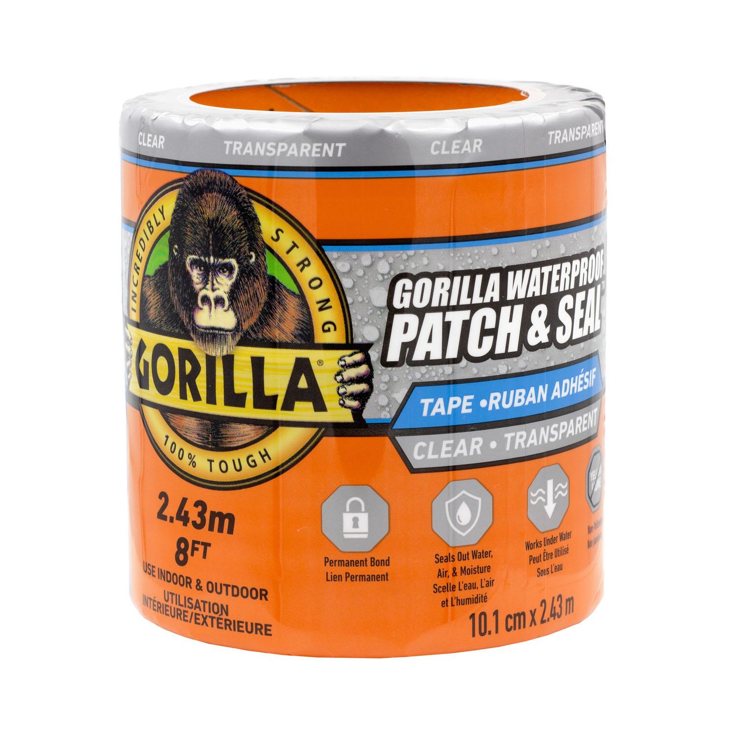 Ruban d’étanchéité Gorilla Patch & Seal, transparent 4" x 8'